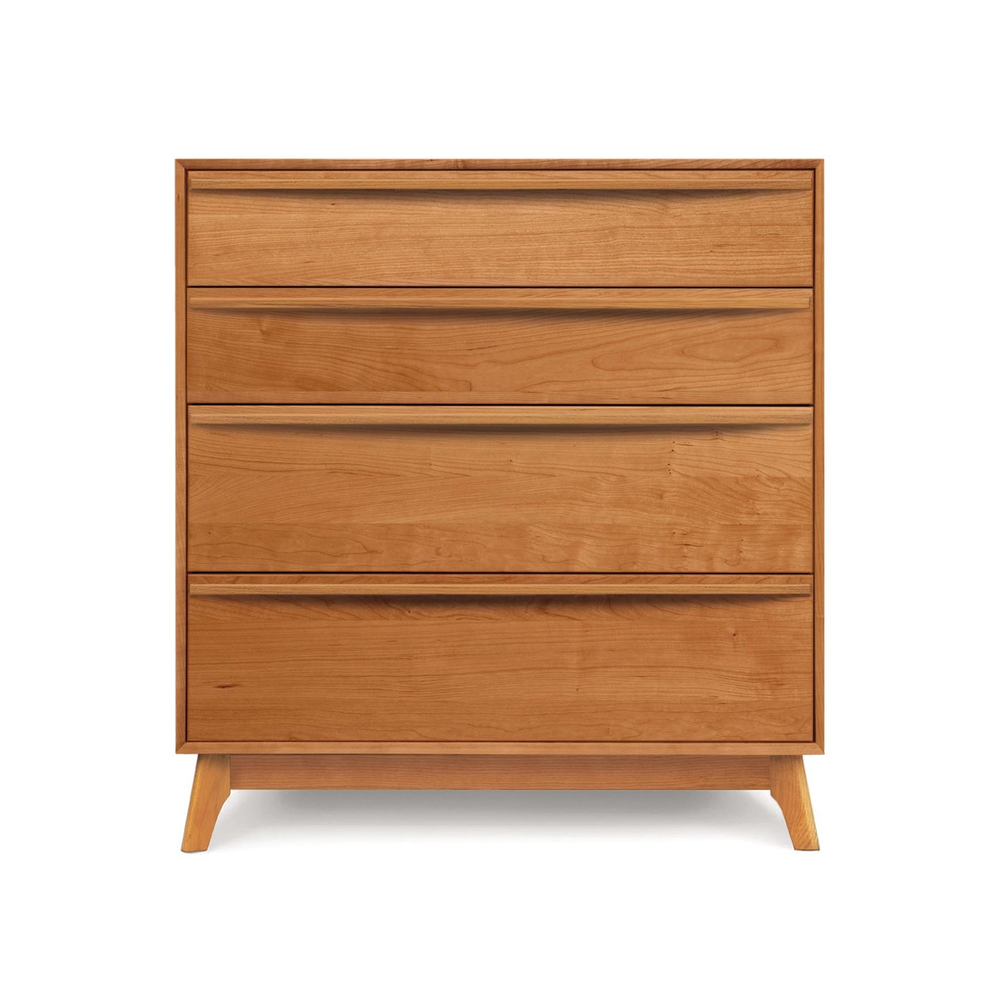 Catalina 4-Drawer Chest by Copeland Furniture, crafted from sustainable wood with short, angled legs.