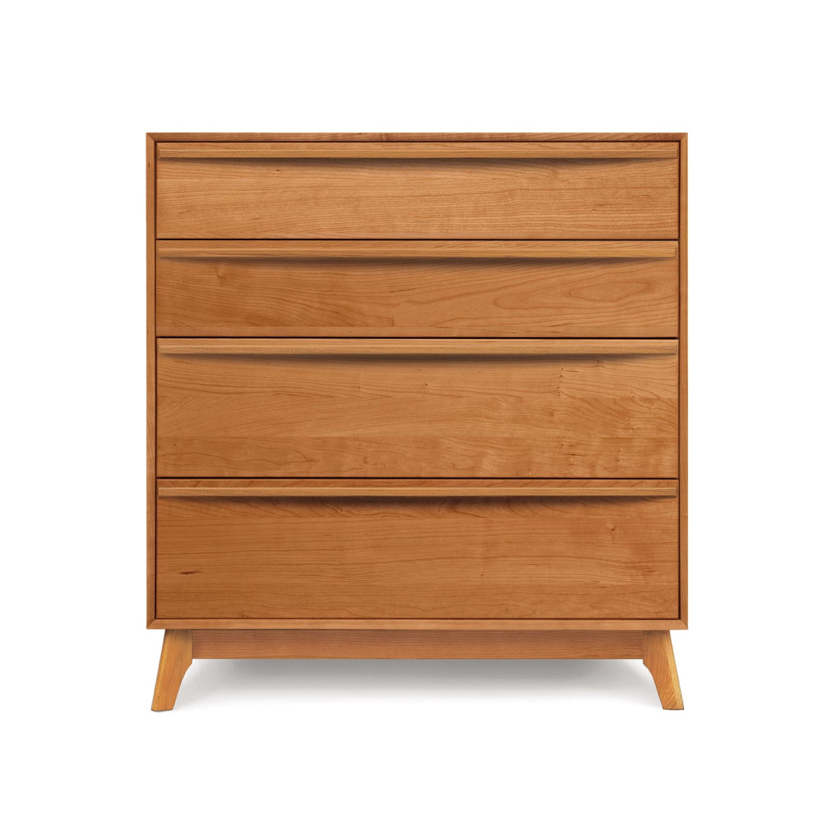 Catalina 4-Drawer Chest by Copeland Furniture, crafted from sustainable wood with short, angled legs.