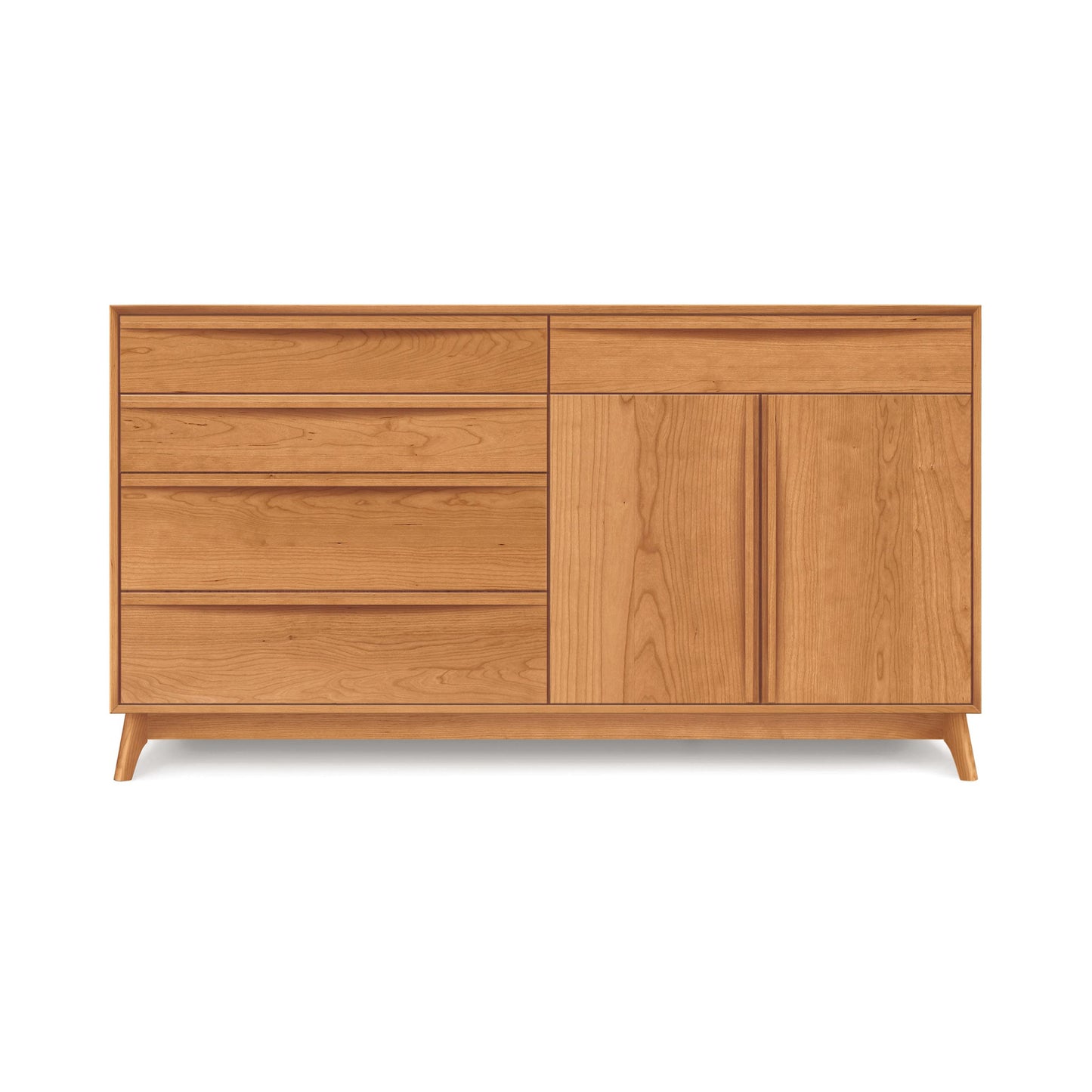 Copeland Catalina Buffet with five drawers and two doors, showcasing a mid-century modern design in solid wood.