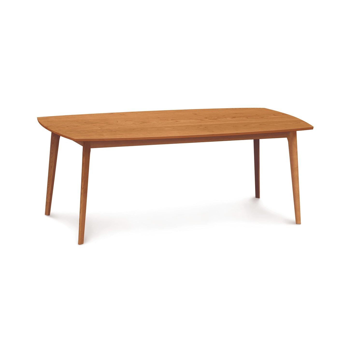 A Copeland Furniture Catalina Solid-Top Table, crafted from sustainably-sourced hardwoods, with a smooth surface and angled legs, isolated on a white background.