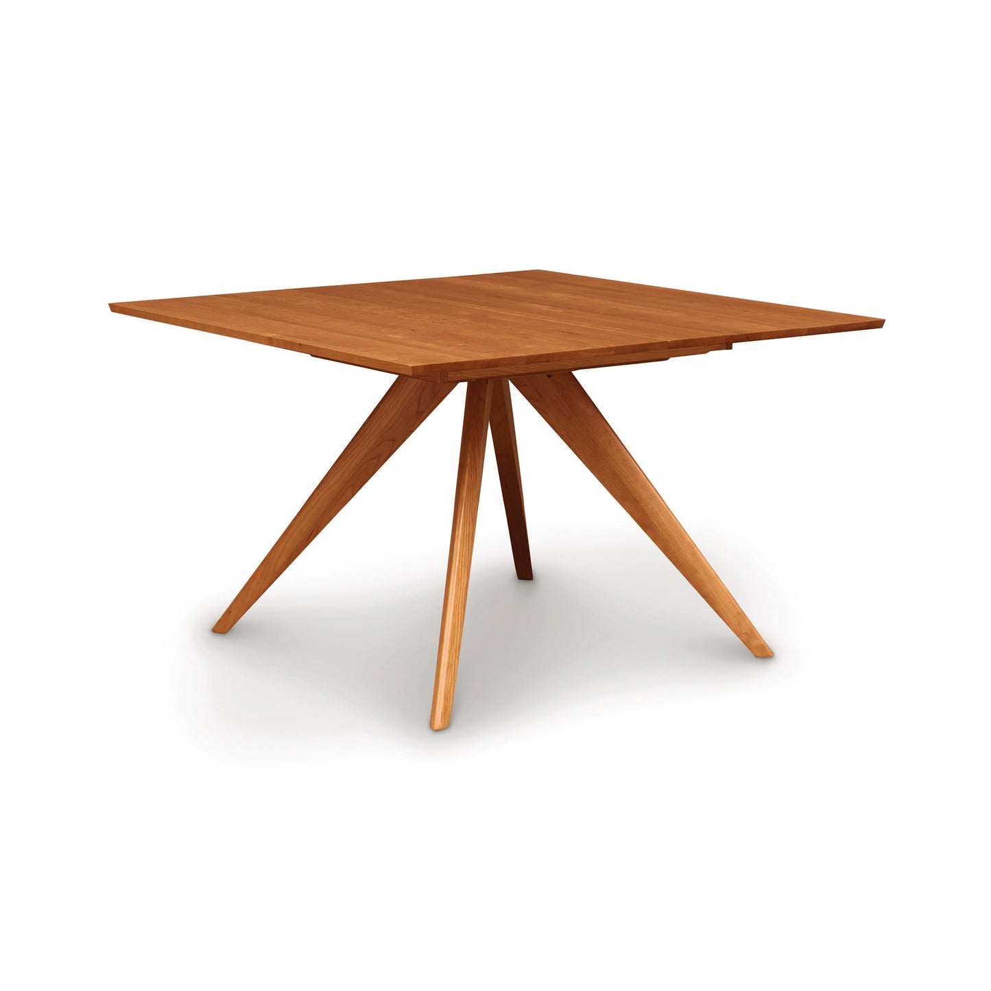Catalina Square Extension Dining Table by Copeland Furniture with mid-century design and angled legs, crafted from solid wood.