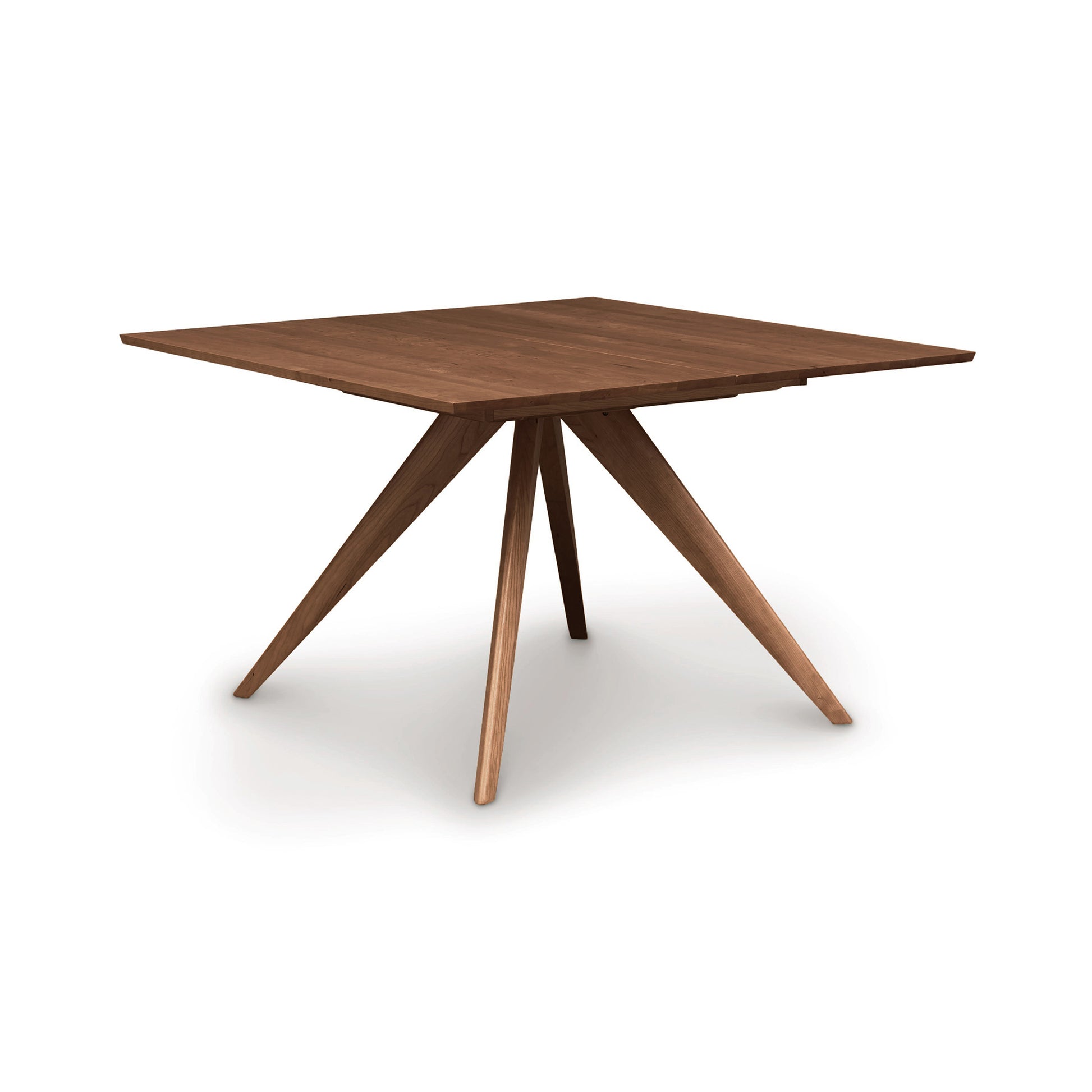 Copeland Catalina Square Extension Dining Table in natural cherry wood with mid-century design and four angled legs.