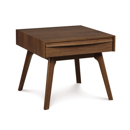 Catalina 1-Drawer Nightstand by Copeland Furniture, solid wood with dark brown finish, handcrafted in Vermont.