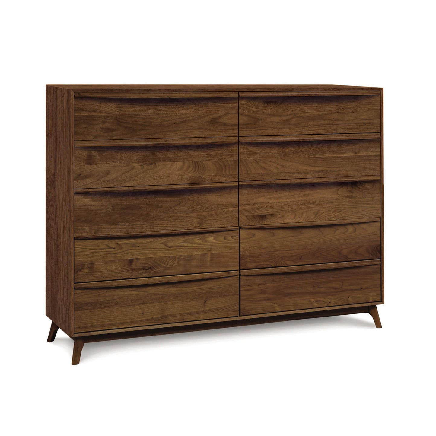 Catalina 10-Drawer Dresser, mid-century modern by Copeland Furniture with distinctive angled legs.