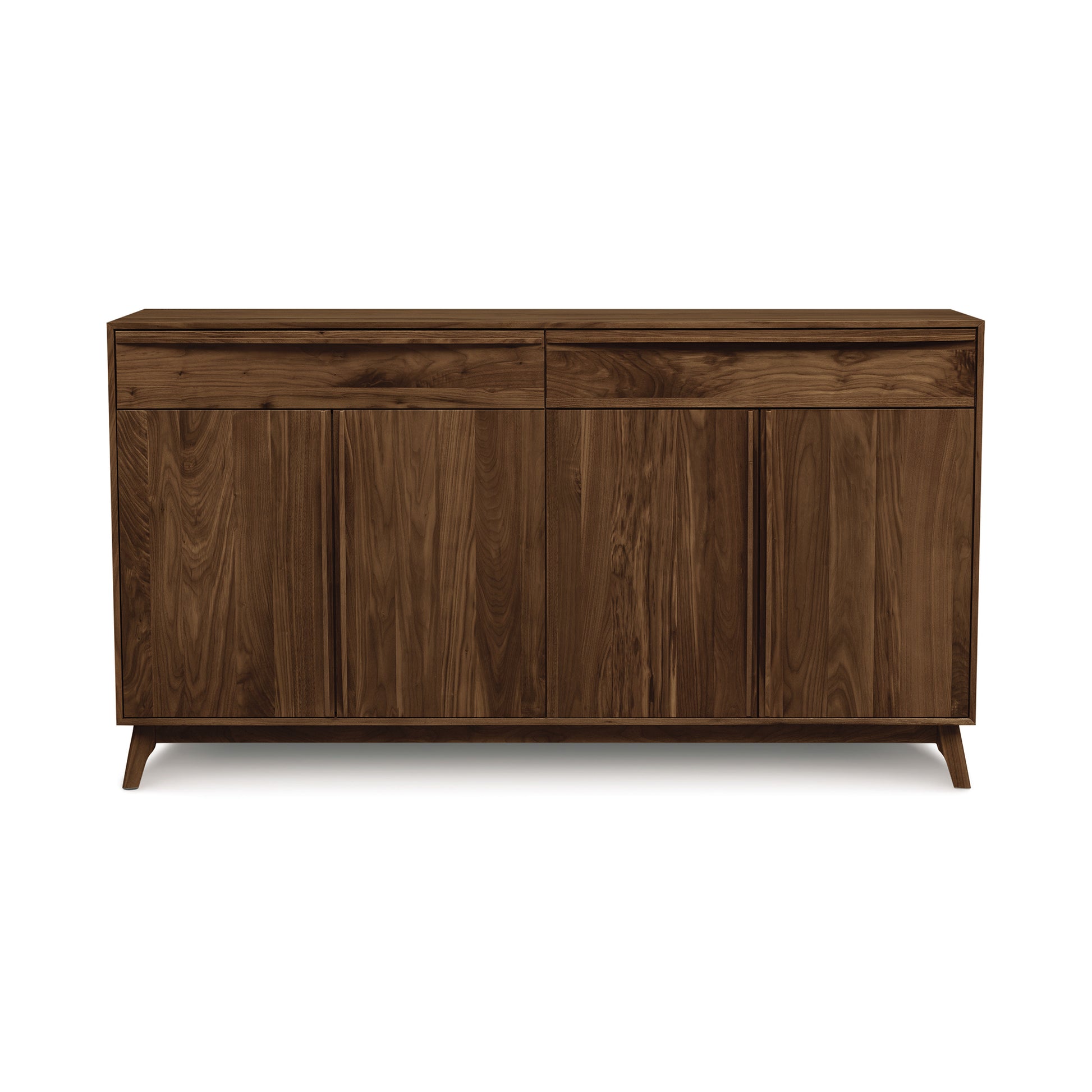 Copeland Catalina buffet with 2 drawers and 4 doors, handcrafted in Vermont, features angled legs and rich natural wood grain.
