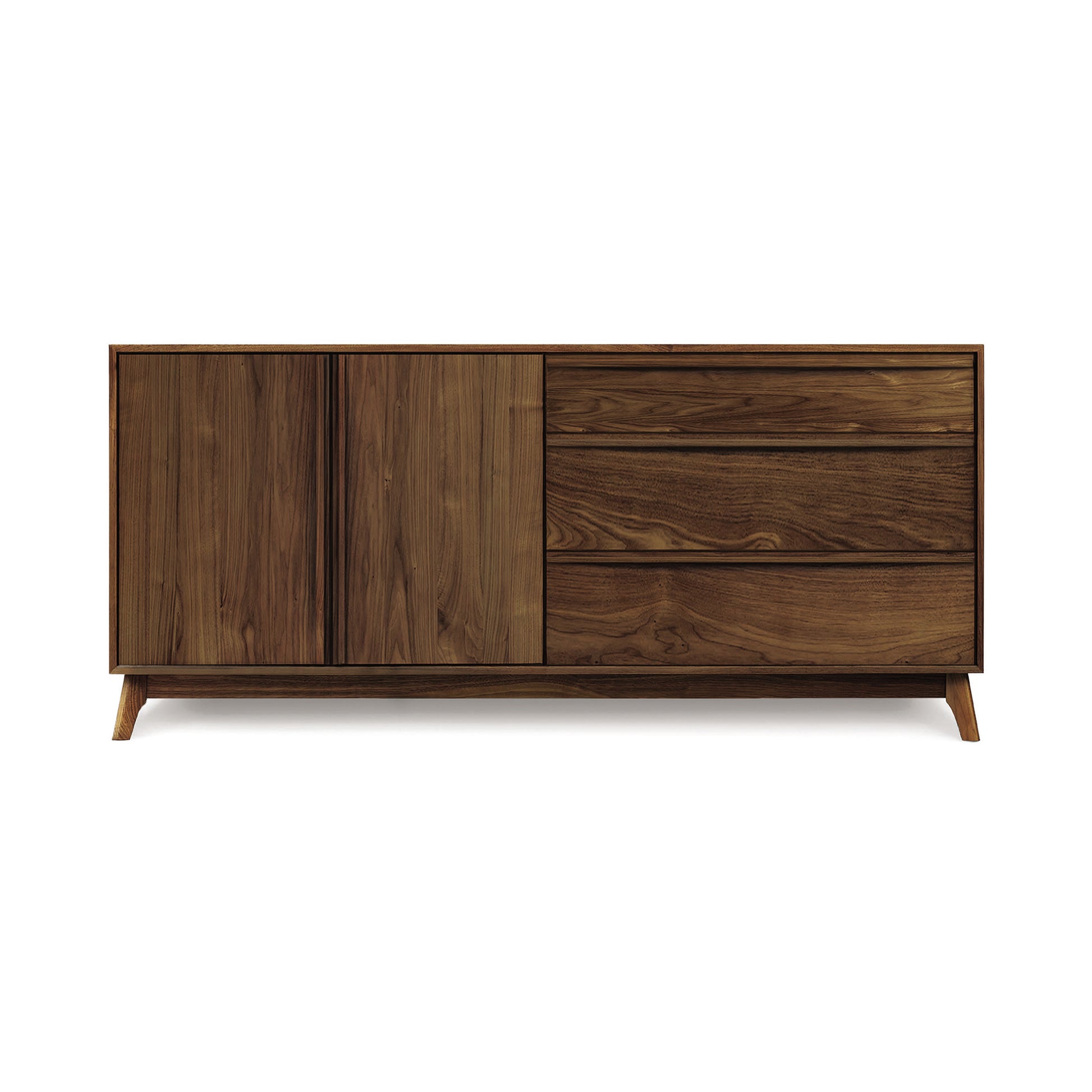 Catalina 3-drawer, 2-door buffet by Copeland Furniture in solid wood, showcasing elegant mid-century modern style and craftsmanship.