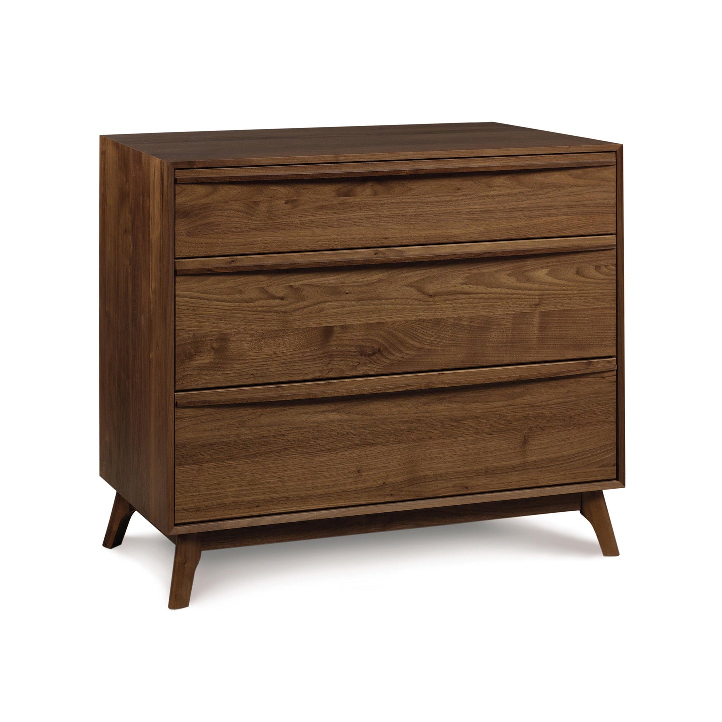 Catalina 3-Drawer Chest by Copeland Furniture, featuring mid-century modern design and angled legs, crafted from sustainably harvested wood.