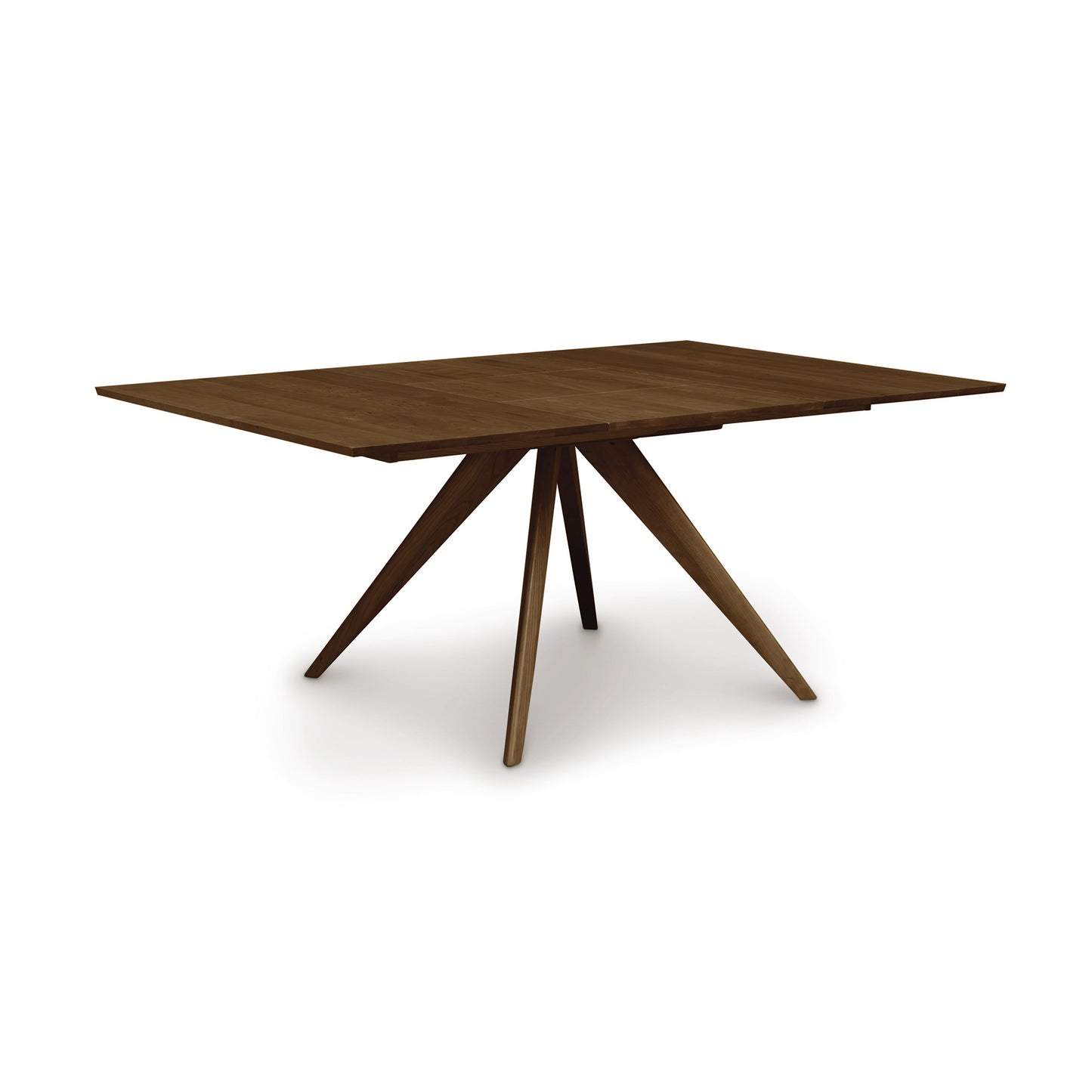 A dining table with two legs and a wooden top.