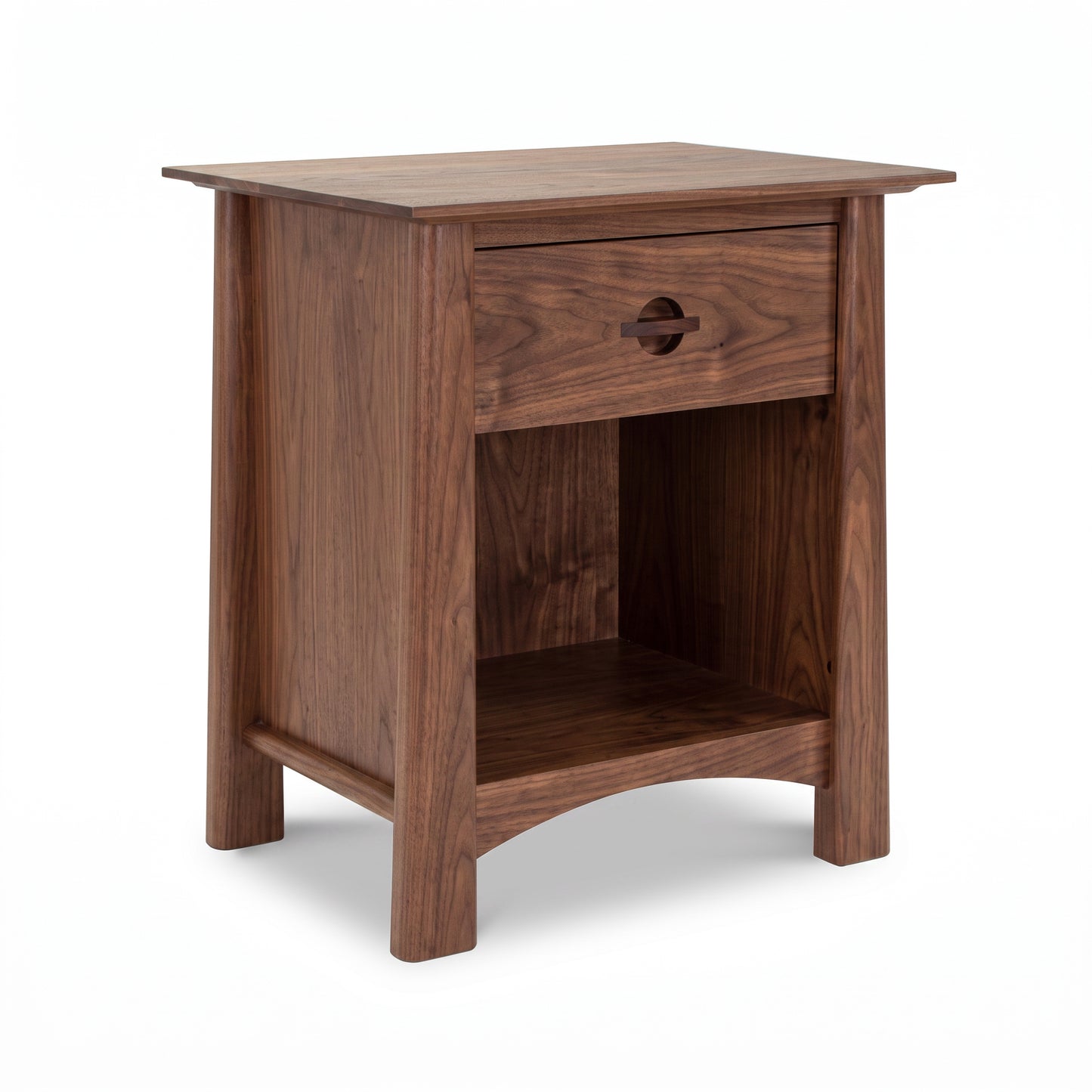 Cherry Moon 1-Drawer Enclosed Shelf Nightstand by Maple Corner Woodworks, crafted in Vermont from sustainably sourced hardwood, American made.