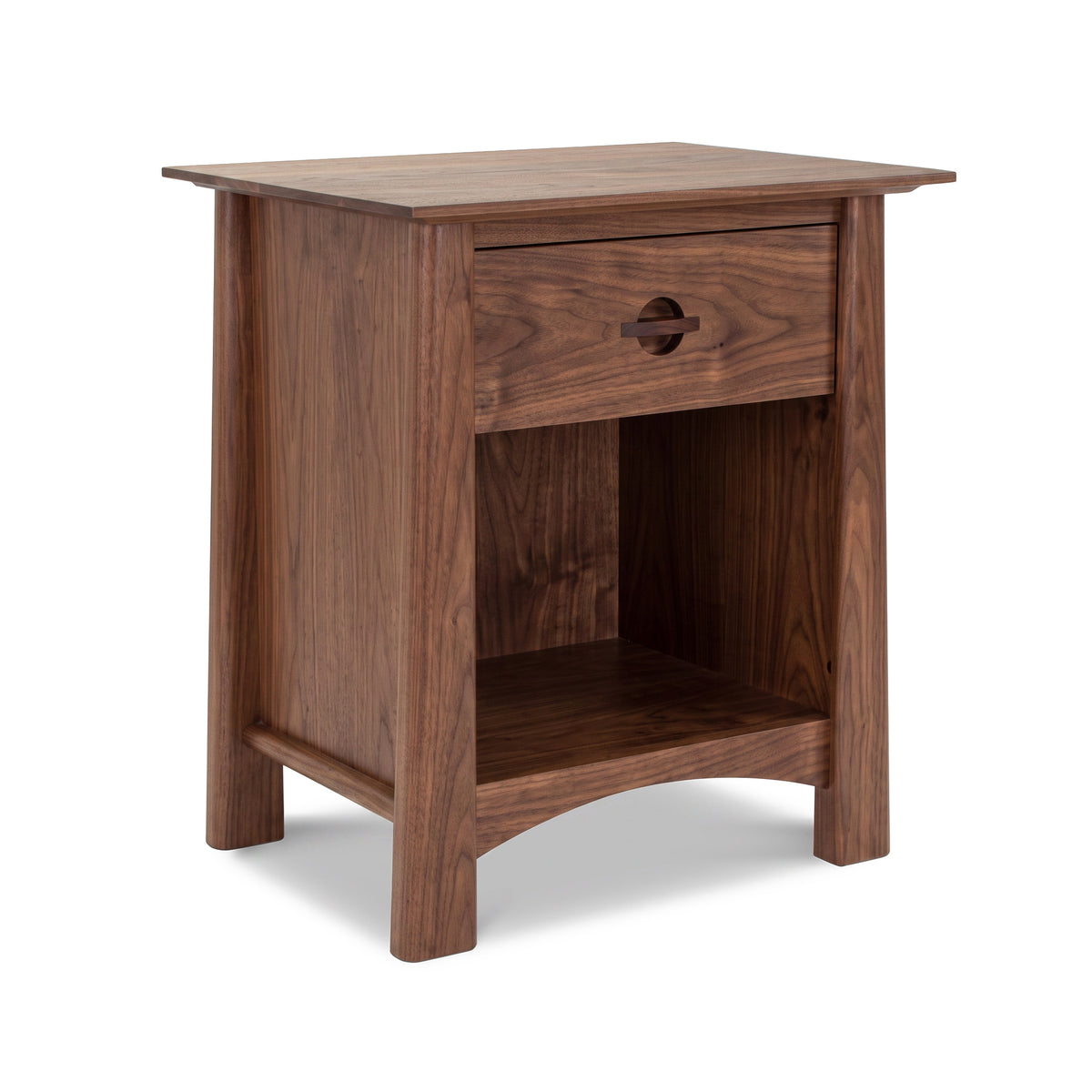 Cherry Moon 1-Drawer Enclosed Shelf Nightstand by Maple Corner Woodworks, crafted in Vermont from sustainably sourced hardwood, American made.
