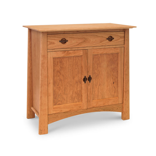 Cherry Moon Small 38" Sideboard by Maple Corner Woodworks showcasing sustainably crafted cherry wood with Asian modern design, featuring a single drawer and two doors with subtle metal handles.