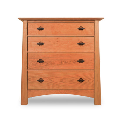 A Cherry Moon 4-Drawer Chest in craftsman style with a smooth finish and round knobs, isolated on a white background, crafted by Maple Corner Woodworks.