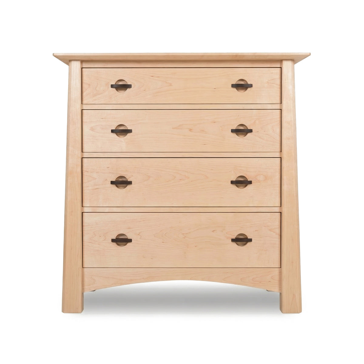 Cherry Moon 4-Drawer Chest by Maple Corner Woodworks, featuring elegant handcrafted hardwood construction with four drawers and dark metal handles.