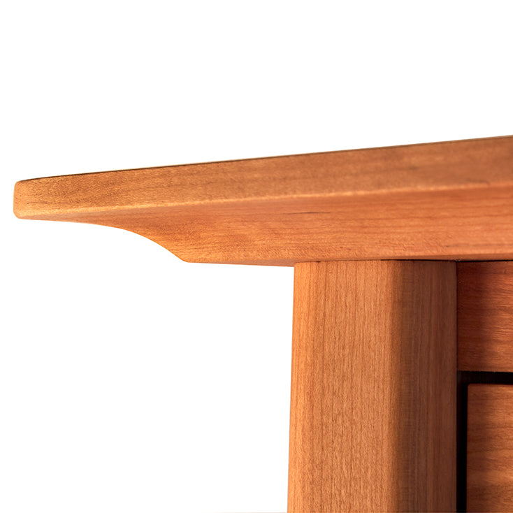 Cherry Moon 5-Drawer Chest with smooth edges and natural finish highlighting wood grain and craftsmanship by Maple Corner Woodworks.