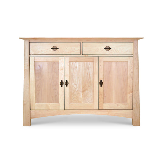 Cherry Moon Medium Sideboard by Maple Corner Woodworks, showcasing expert Vermont craftsmanship in luxury kitchen furniture with wooden construction, two drawers, and cabinet doors featuring metal handles.