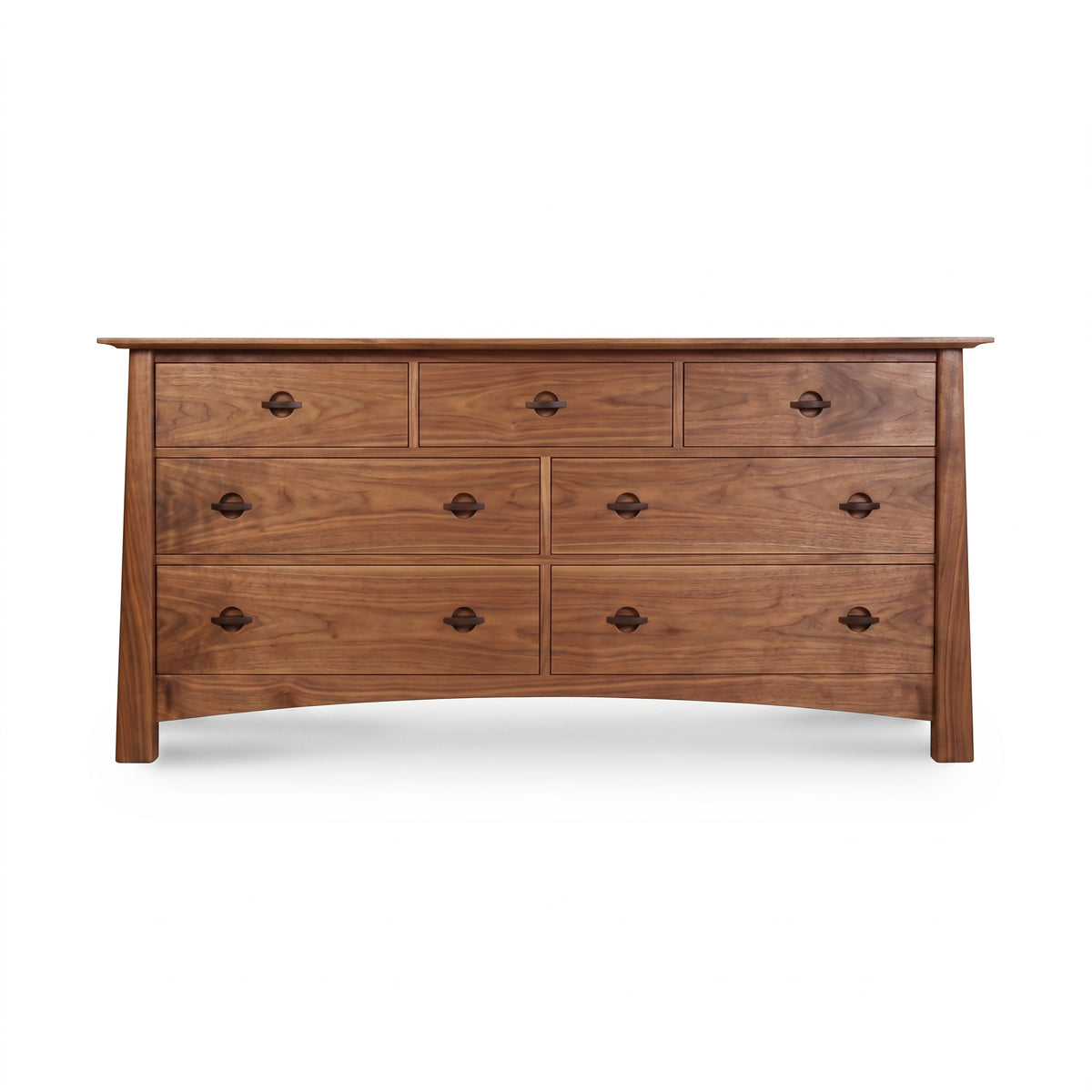 Cherry Moon 7-Drawer Dresser by Maple Corner Woodworks, showcasing its minimalist design with dark knobs and spacious drawers, crafted from eco-friendly materials.