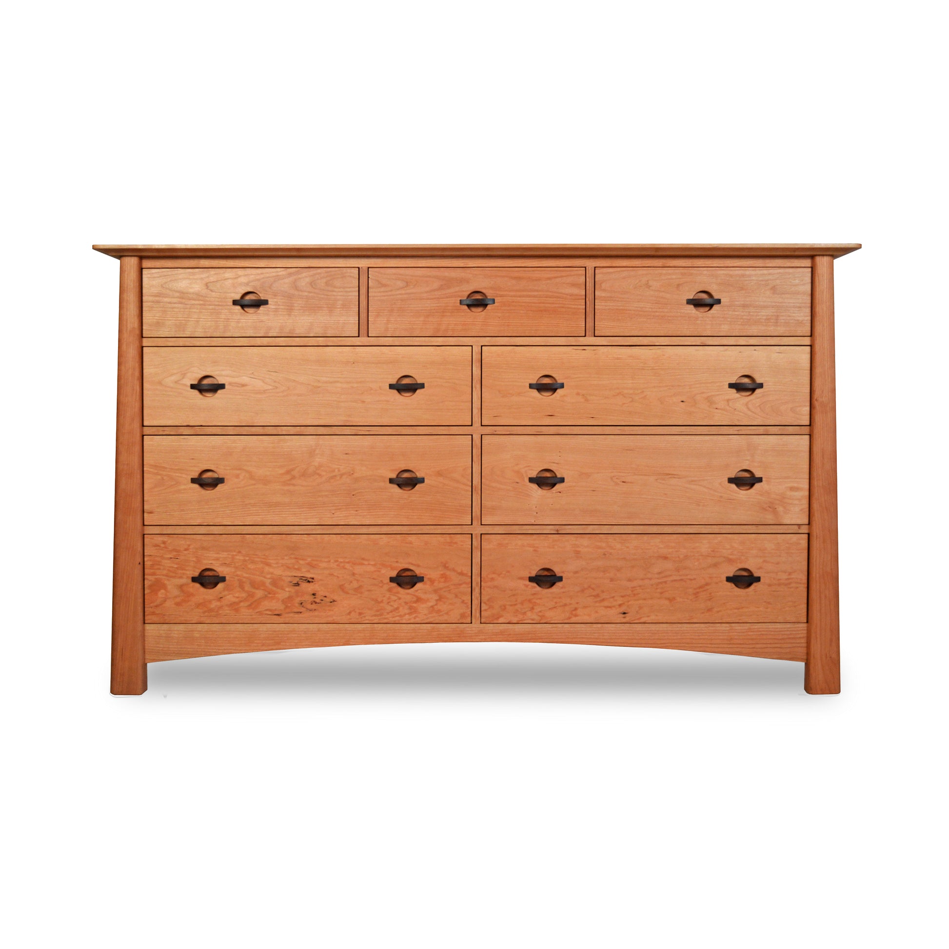 Cherry Moon 9-Drawer Dresser by Maple Corner Woodworks with black metal handles and eco-friendly wooden finish.