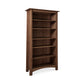 A sustainably harvested hardwood Cherry Moon Bookcase from the Maple Corner Woodworks Collection, featuring five shelves, against a white background.