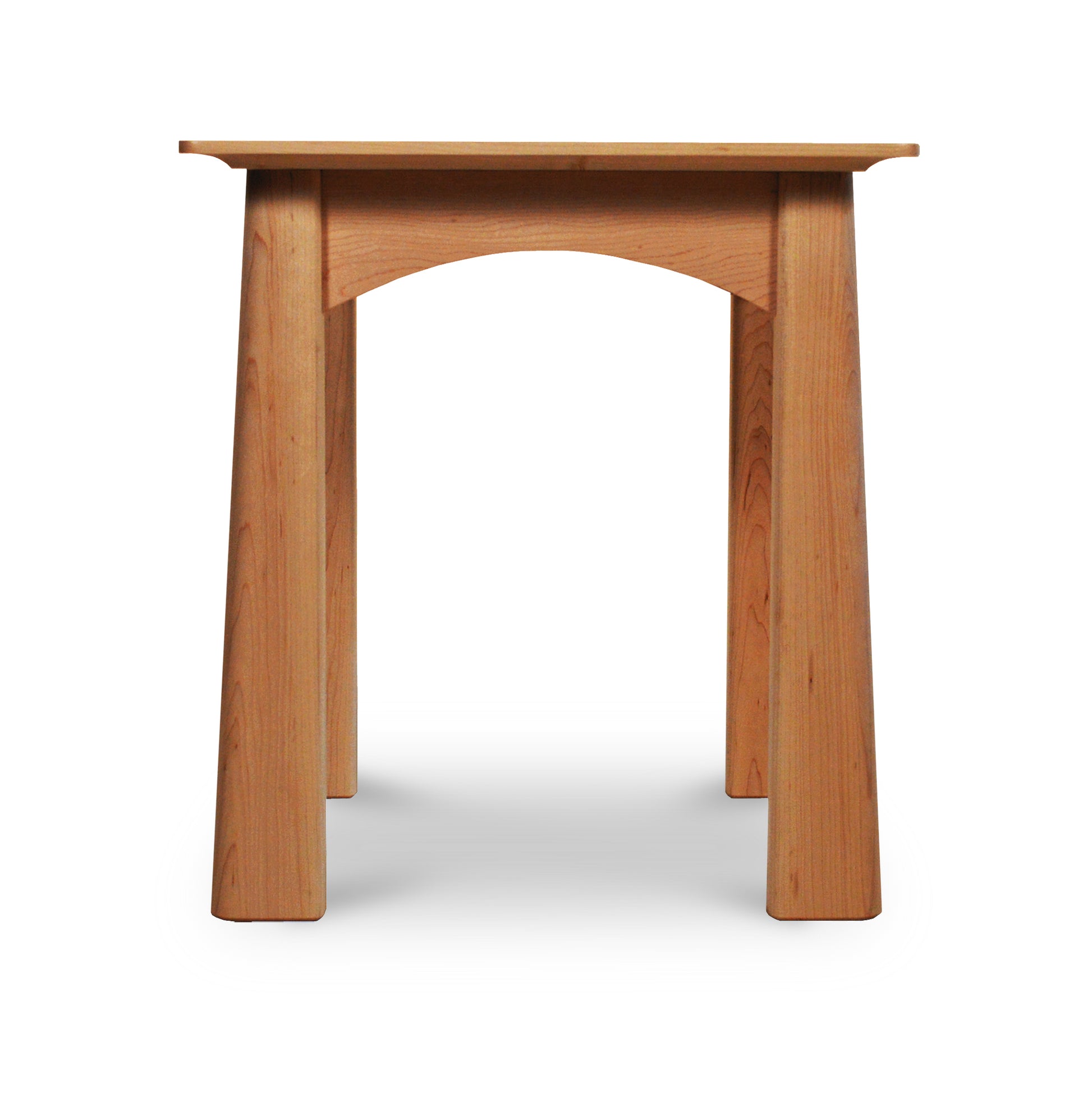 A Maple Corner Woodworks Cherry Moon End Table, crafted from solid hardwoods, features a smooth, flat top and three legs in a simple, sturdy style. The end table is photographed against a plain white background, accentuating its natural.