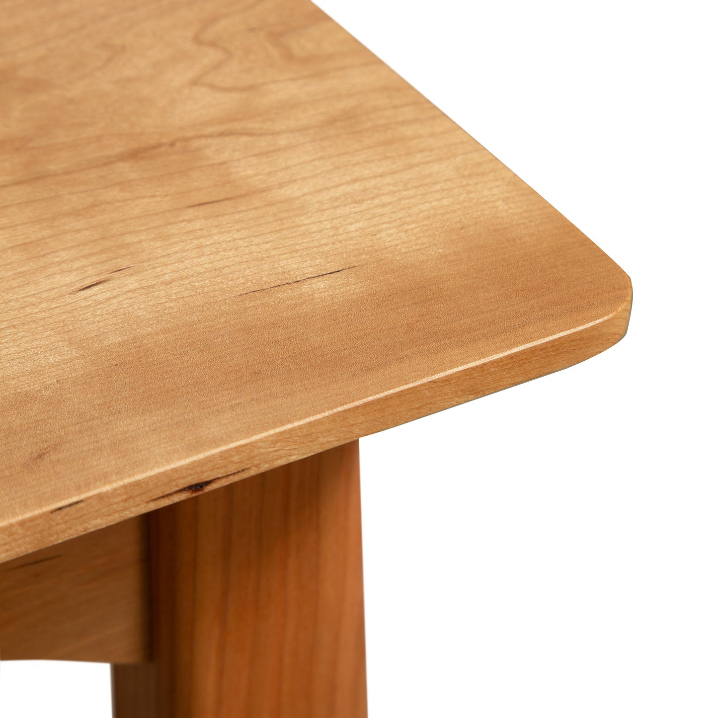 Cherry Moon End Table by Maple Corner Woodworks, crafted from solid cherry hardwood with elegant grain detail, handmade in Vermont.