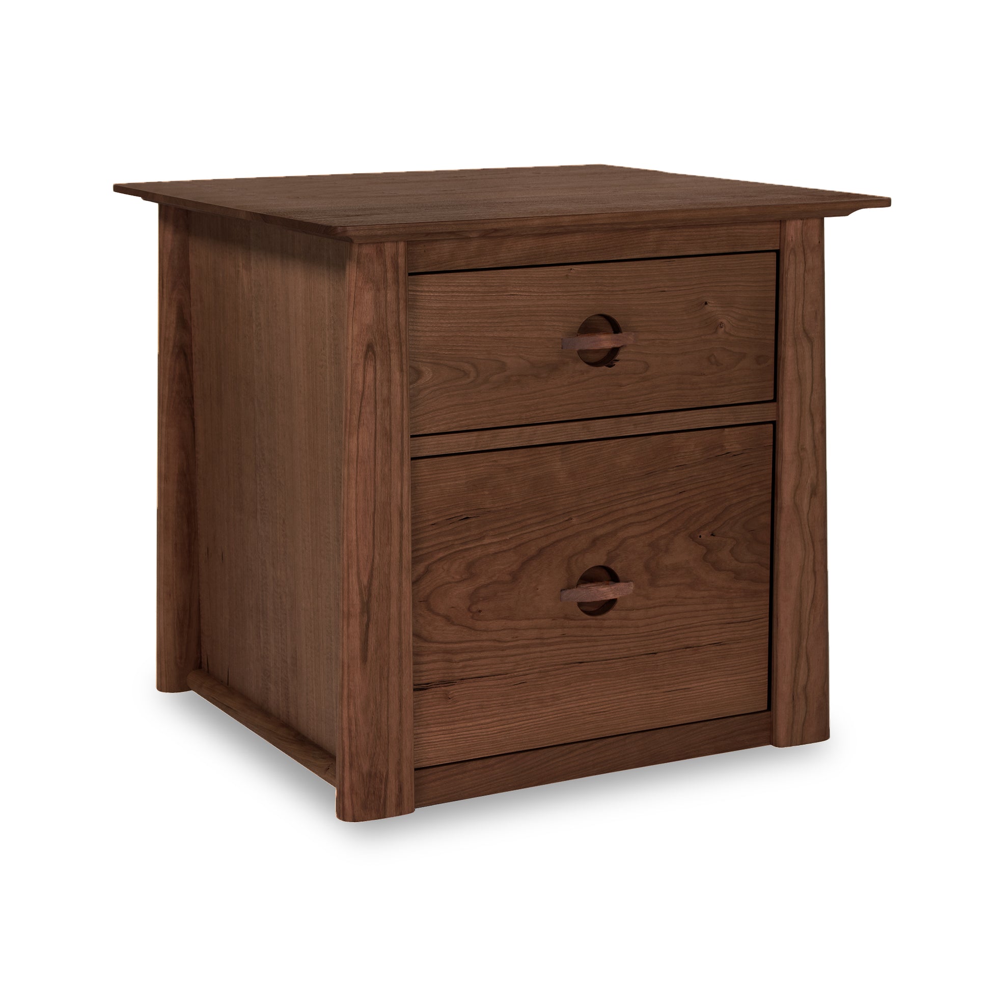 Cherry Moon File Cabinet by Maple Corner Woodworks with two spacious drawers, round handles, and a smooth flat top crafted from solid wood