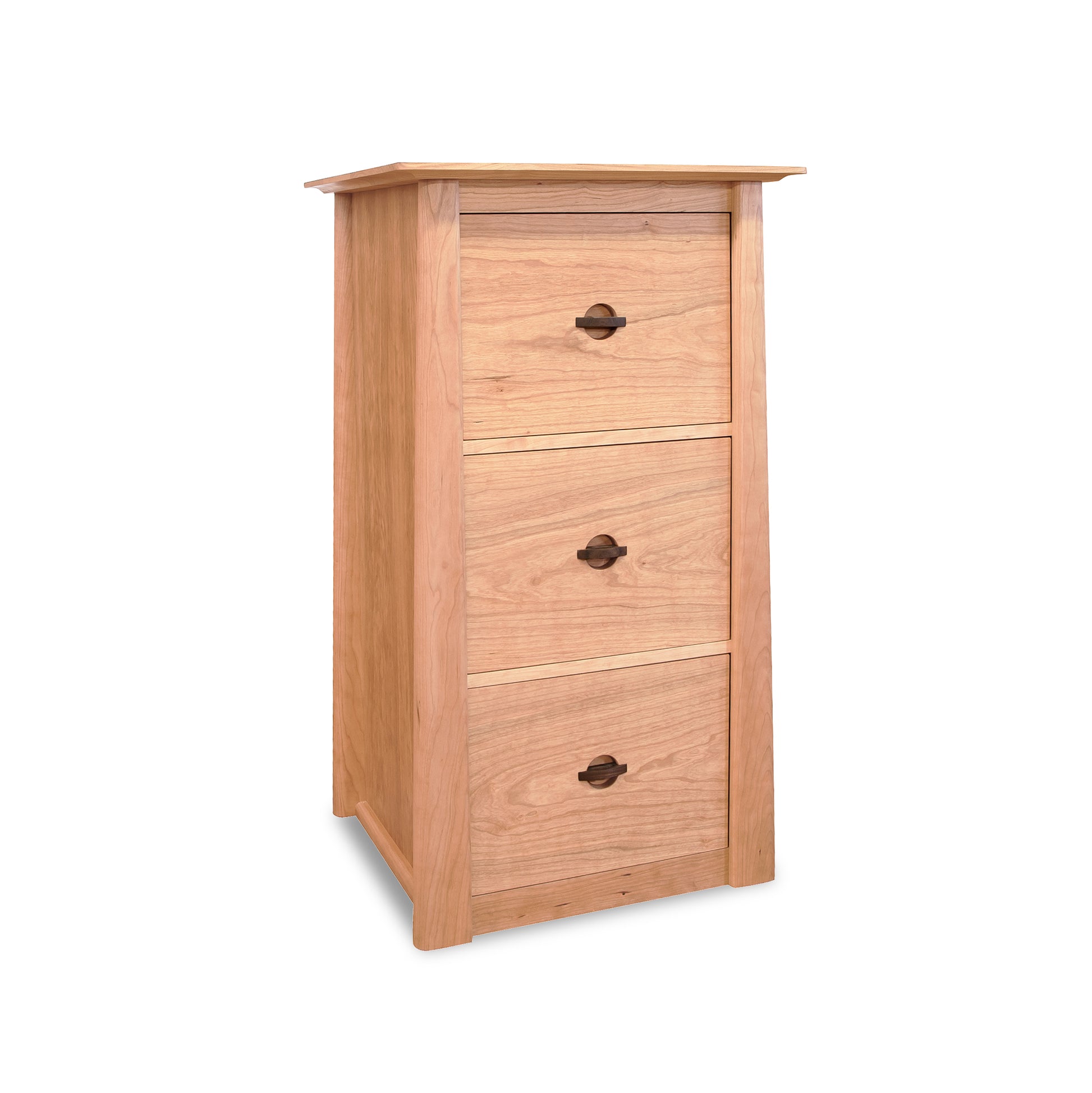 Solid wood dresser by Maple Corner Woodworks, featuring three drawers with vintage handles, a light brown finish, and a simple rectangular design.