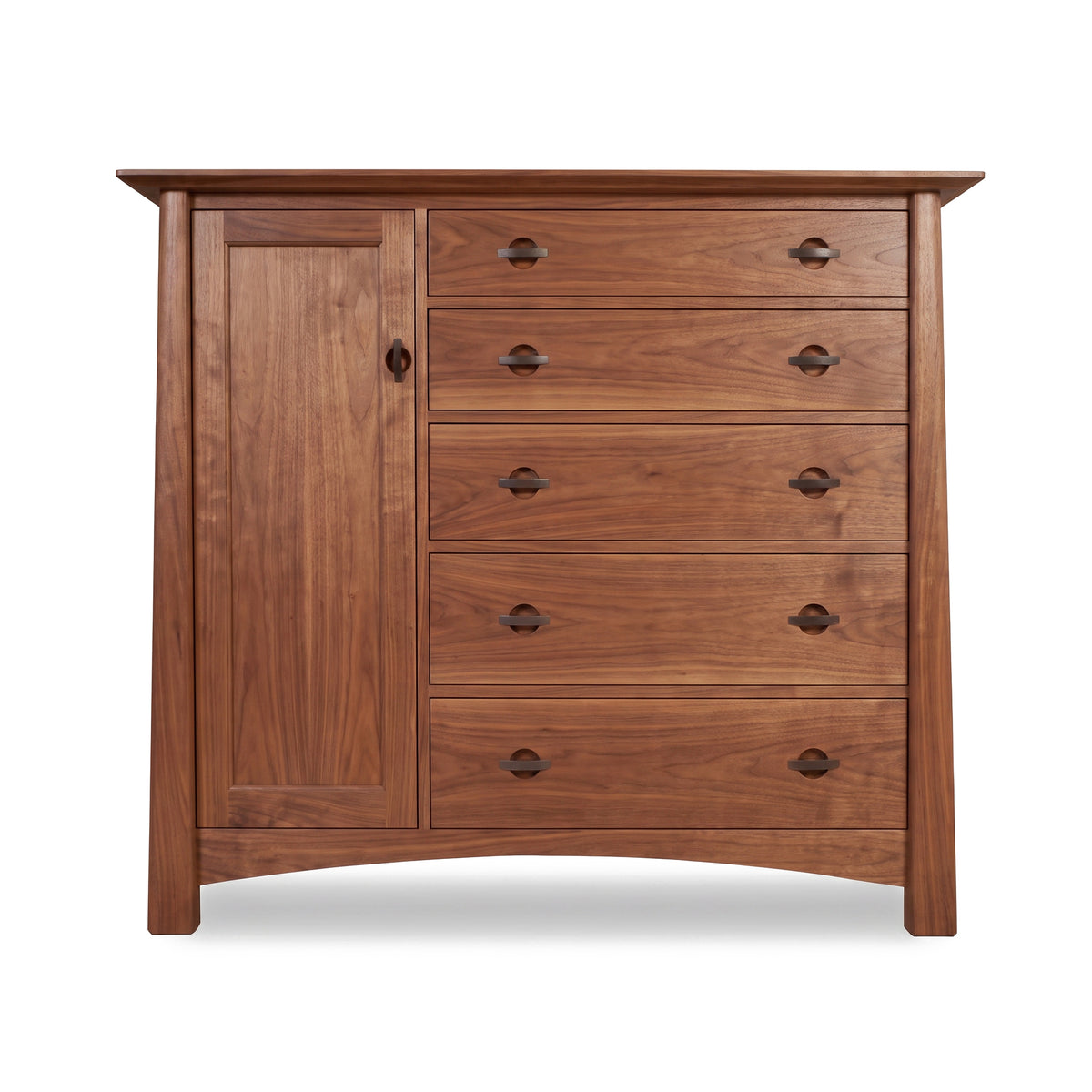 Cherry Moon Gent's Chest by Maple Corner Woodworks with six drawers, a cabinet, and round handles in a finely handcrafted, American-made design.