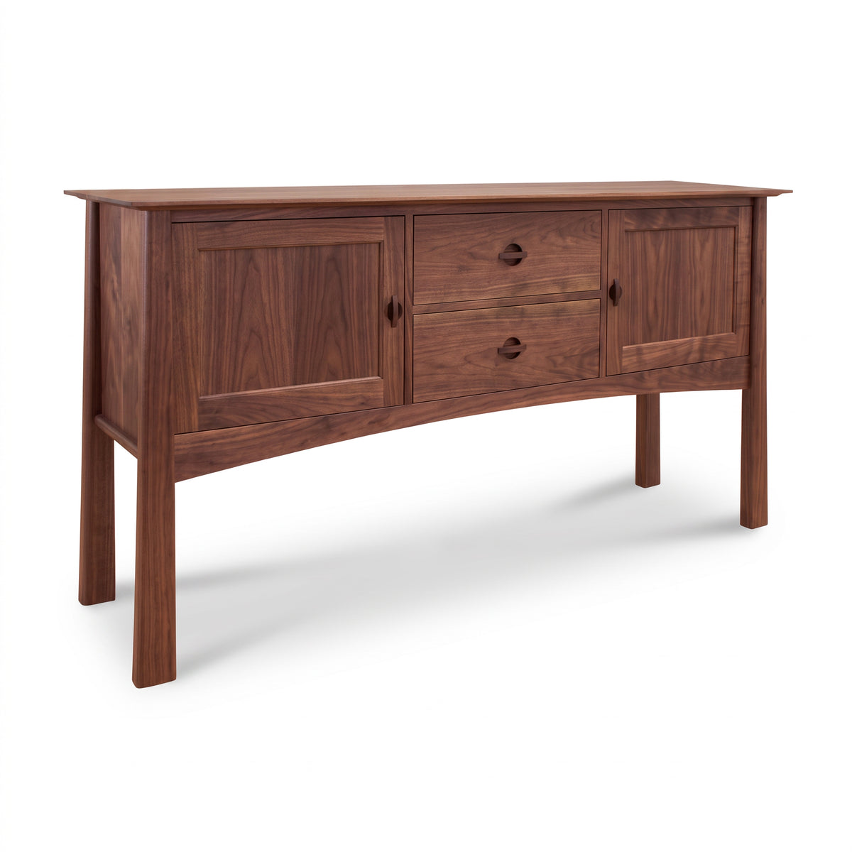 Cherry Moon Huntboard by Maple Corner Woodworks with two drawers and side cabinets, crafted in solid wood with fine detailing.
