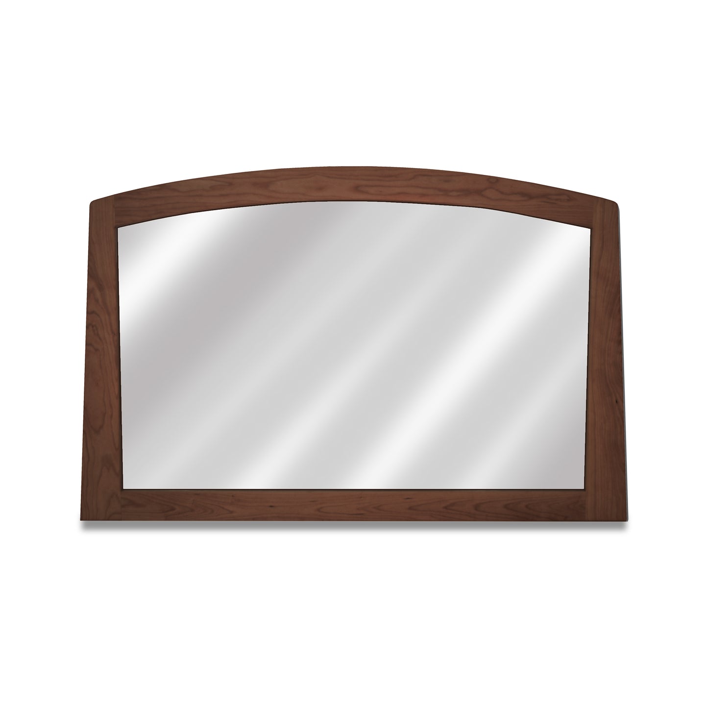 Cherry Moon Horizontal Mirror by Maple Corner Woodworks, handcrafted with a rectangular shape and arched top edge in Cherry Moon wood.