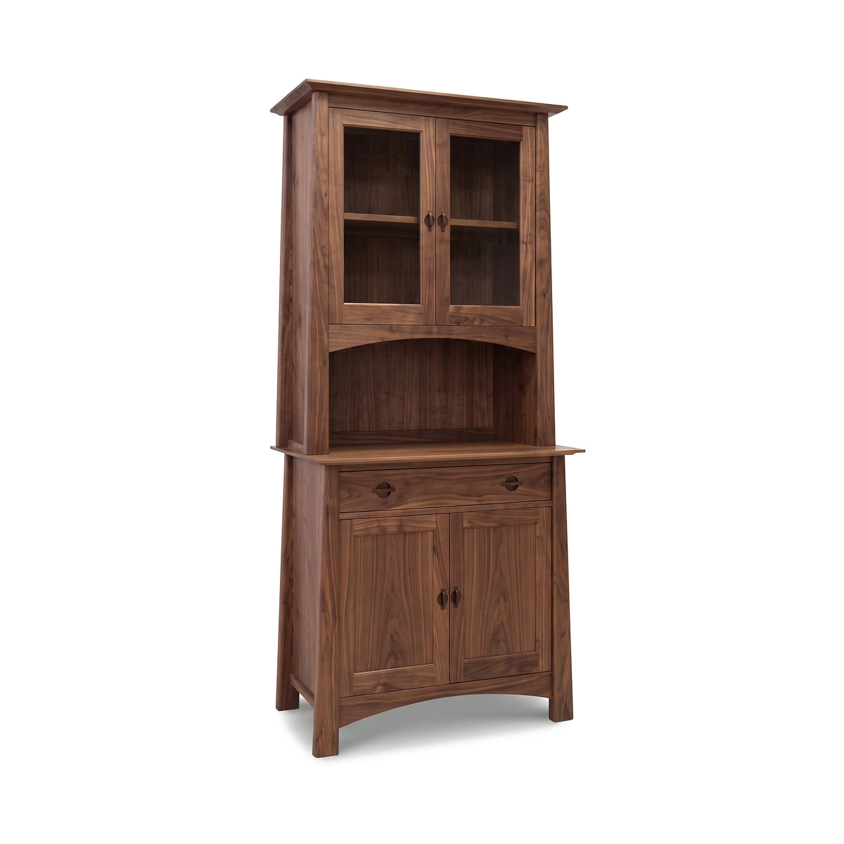 Cherry Moon Small China Cabinet by Maple Corner Woodworks with glass doors, open shelf, and solid wood base for elegant, practical storage.