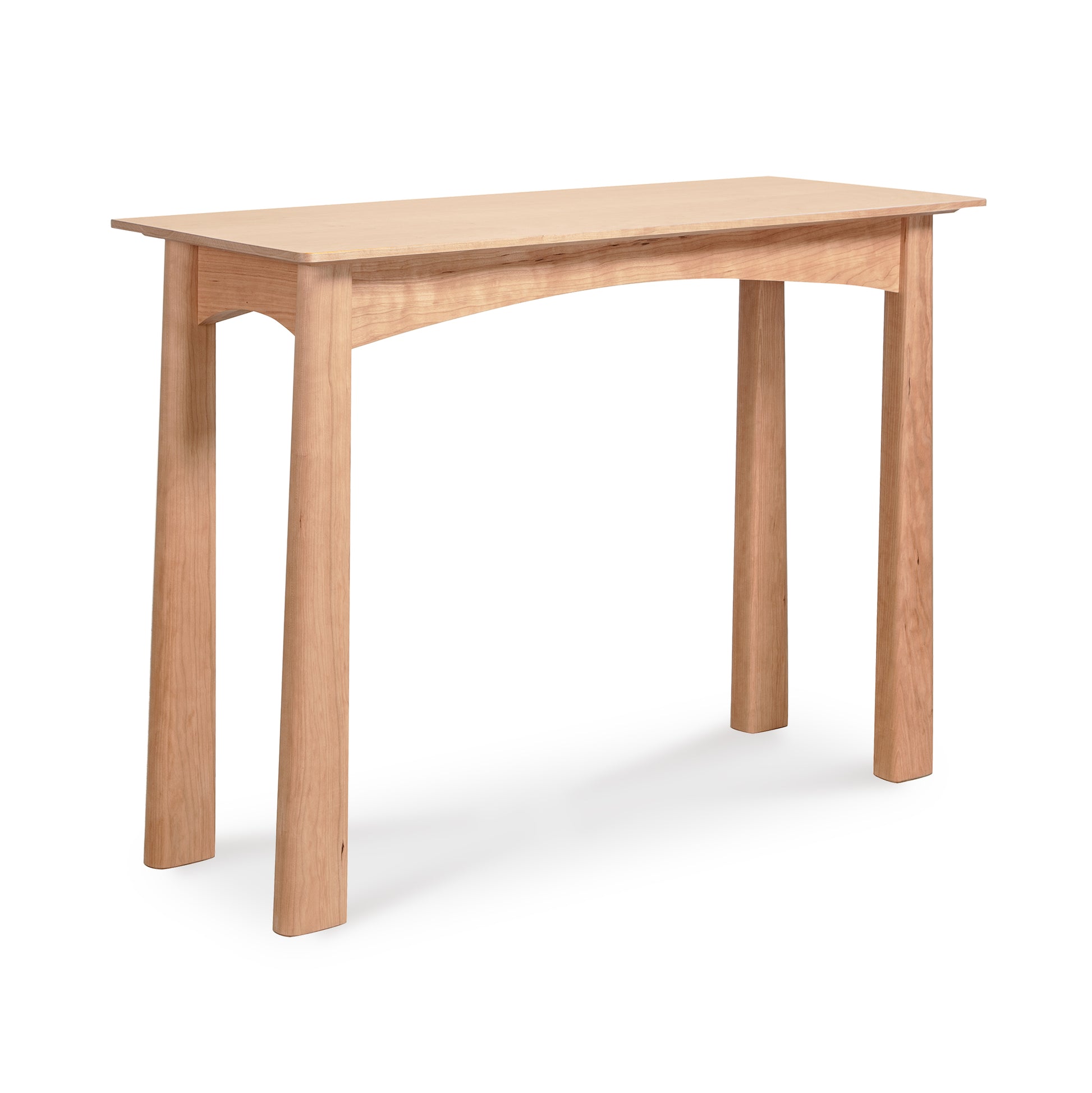 Cherry Moon Sofa Table by Maple Corner Woodworks, handcrafted wooden console table with four sturdy legs and a sleek rectangular top, highlighting American-made elegance and quality craftsmanship.