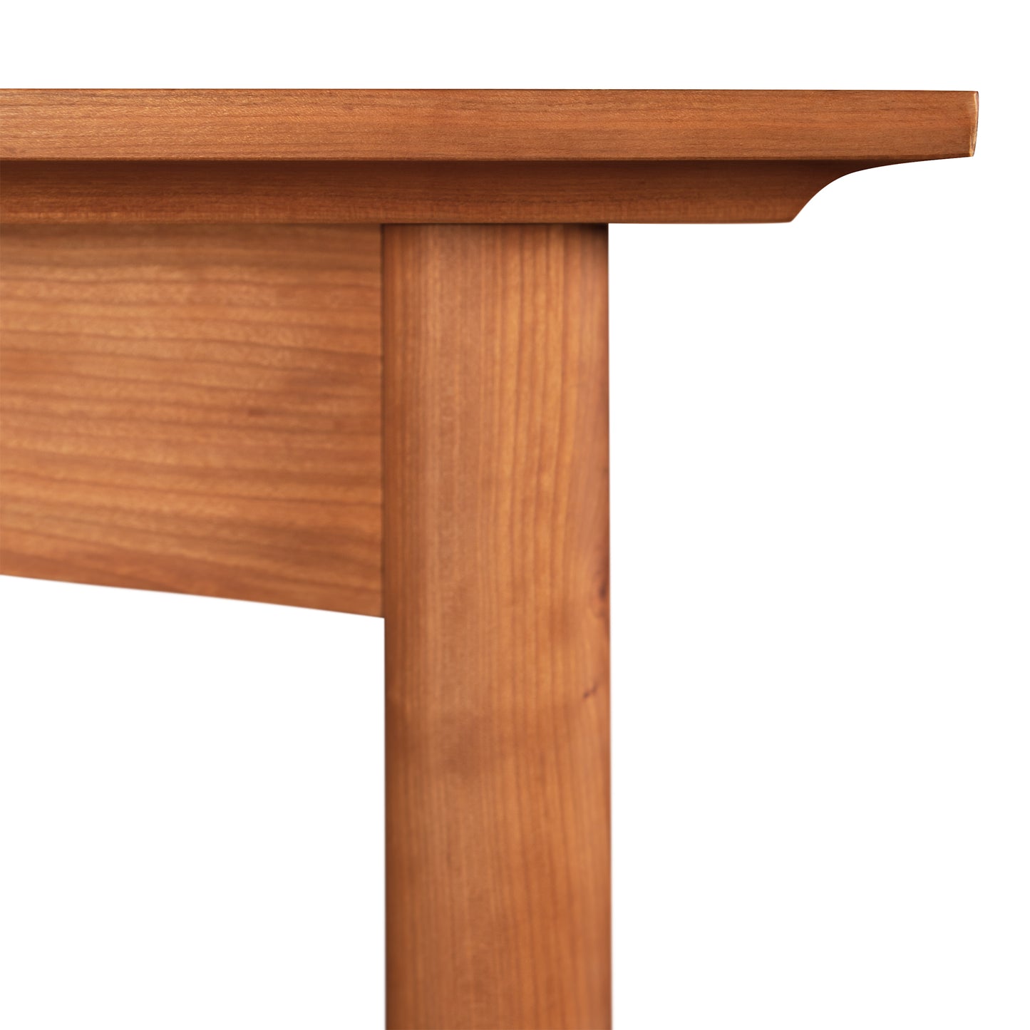 Maple Corner Woodworks Cherry Moon Solid Top Dining Table with Arts & Crafts style leg and natural finish top edge.