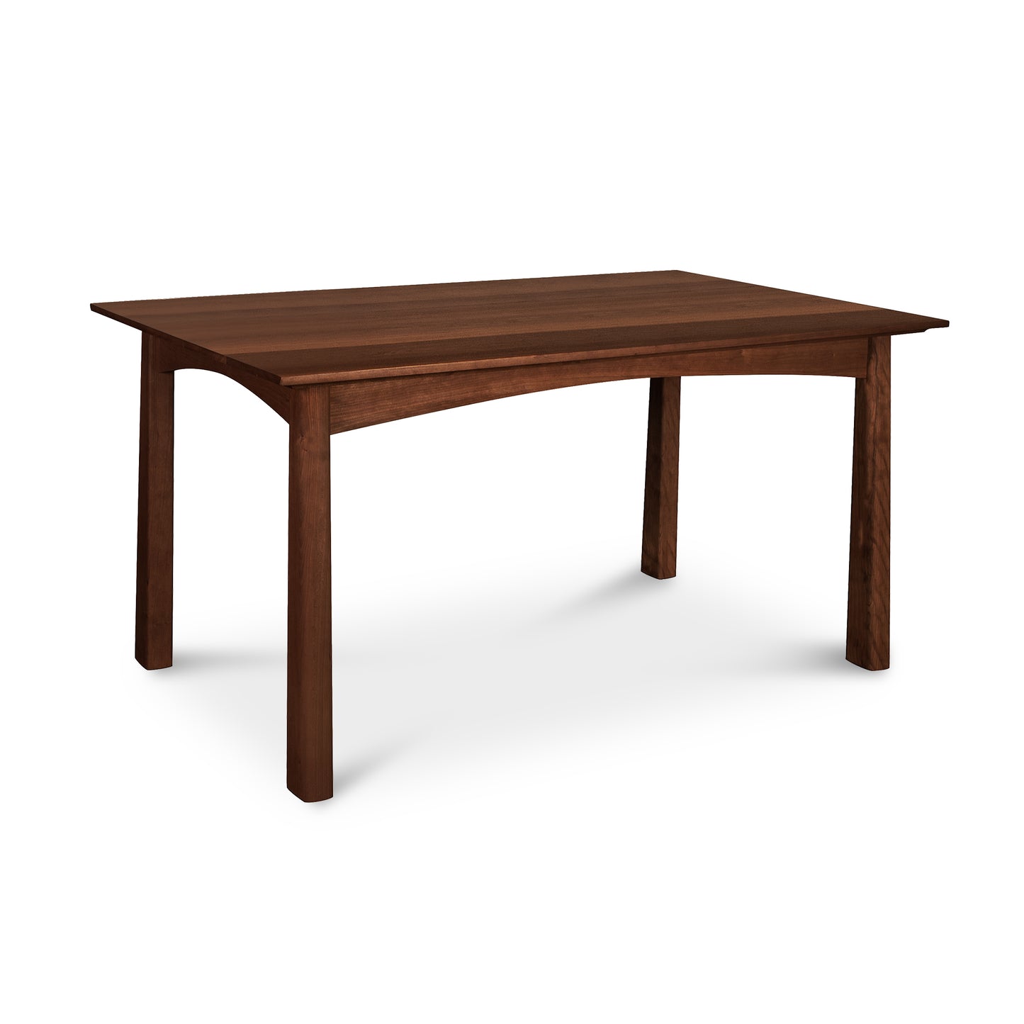 Cherry Moon Solid Top Dining Table by Maple Corner Woodworks, featuring a rectangular design and four straight legs in an Arts & Crafts style with a natural solid wood finish.