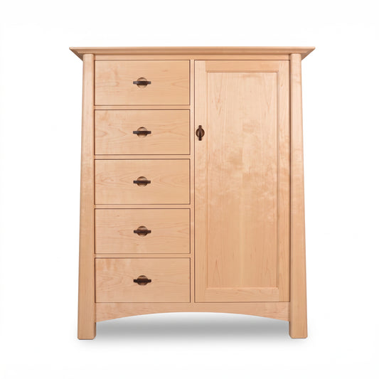 Cherry Moon Sweater Chest by Maple Corner Woodworks featuring solid wood, 5 drawers, 1 door, and an eco-friendly oil finish.
