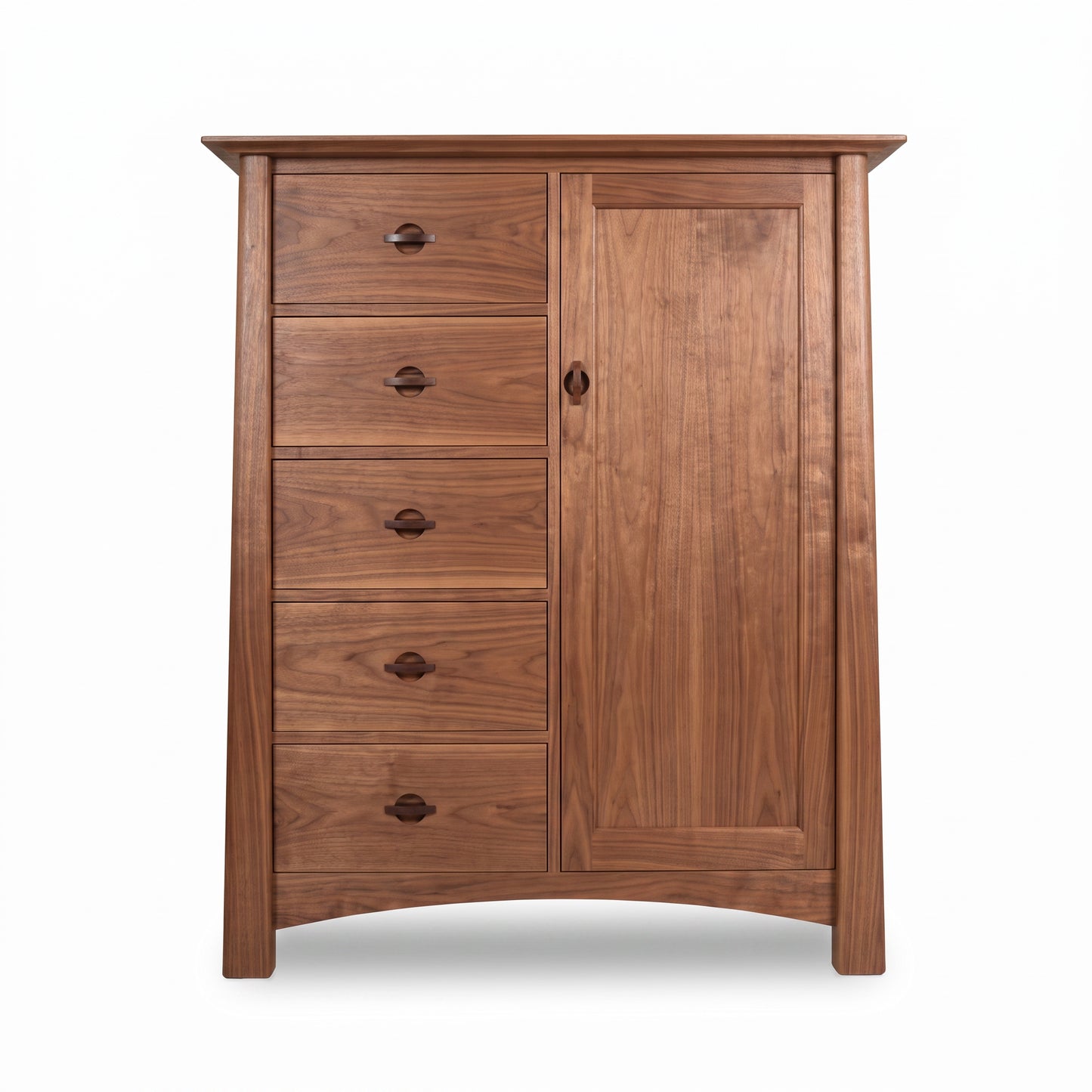 Cherry Moon Sweater Chest by Maple Corner Woodworks features 5 drawers, 1 door, and is crafted from sustainably harvested cherry wood.