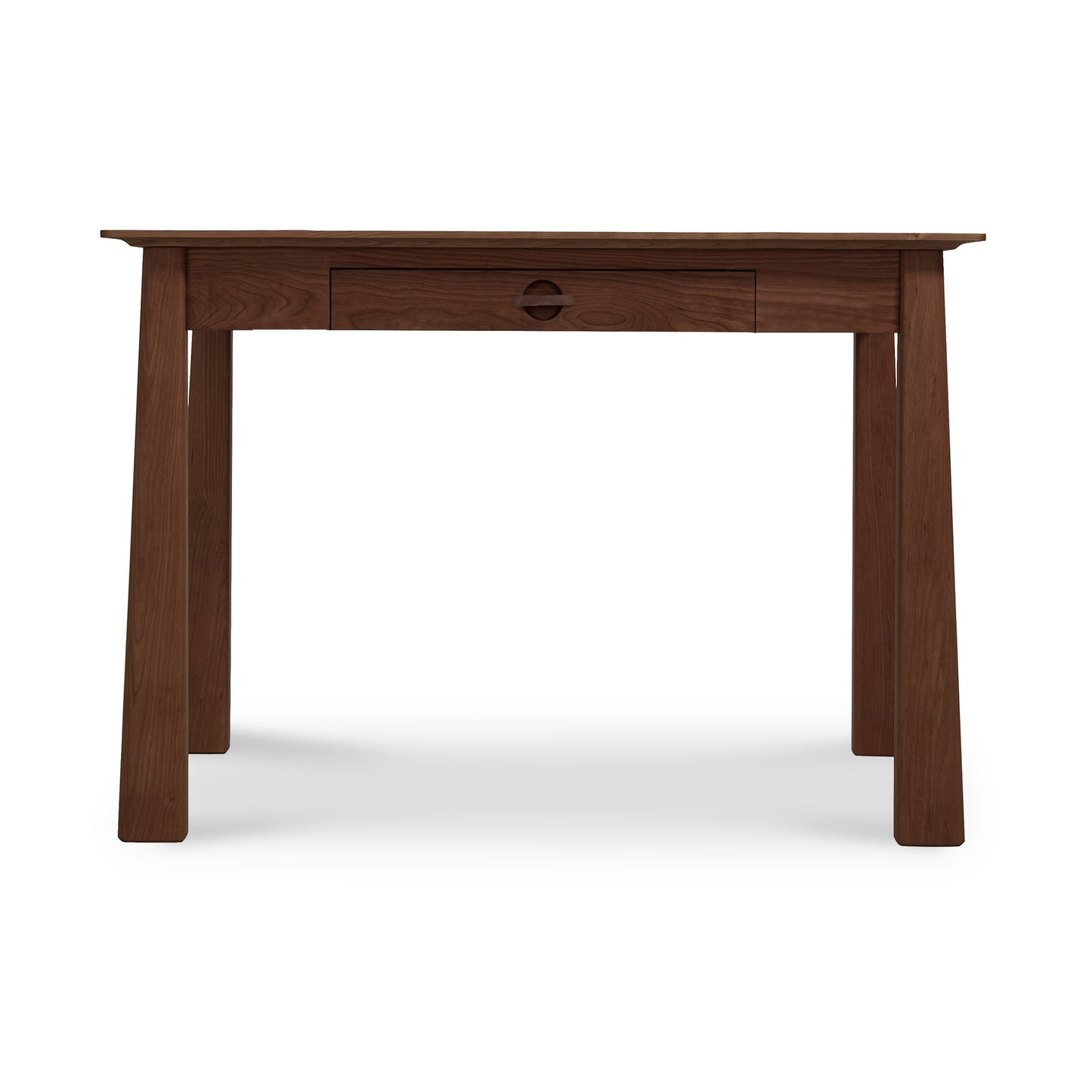 Maple Corner Woodworks' Cherry Moon Writing Desk with a single drawer, pictured against a white background.