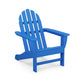 A bright blue POLYWOOD Classic Adirondack chair with a slatted back and seat, wide armrests, and a slightly reclined design, isolated on a white background.