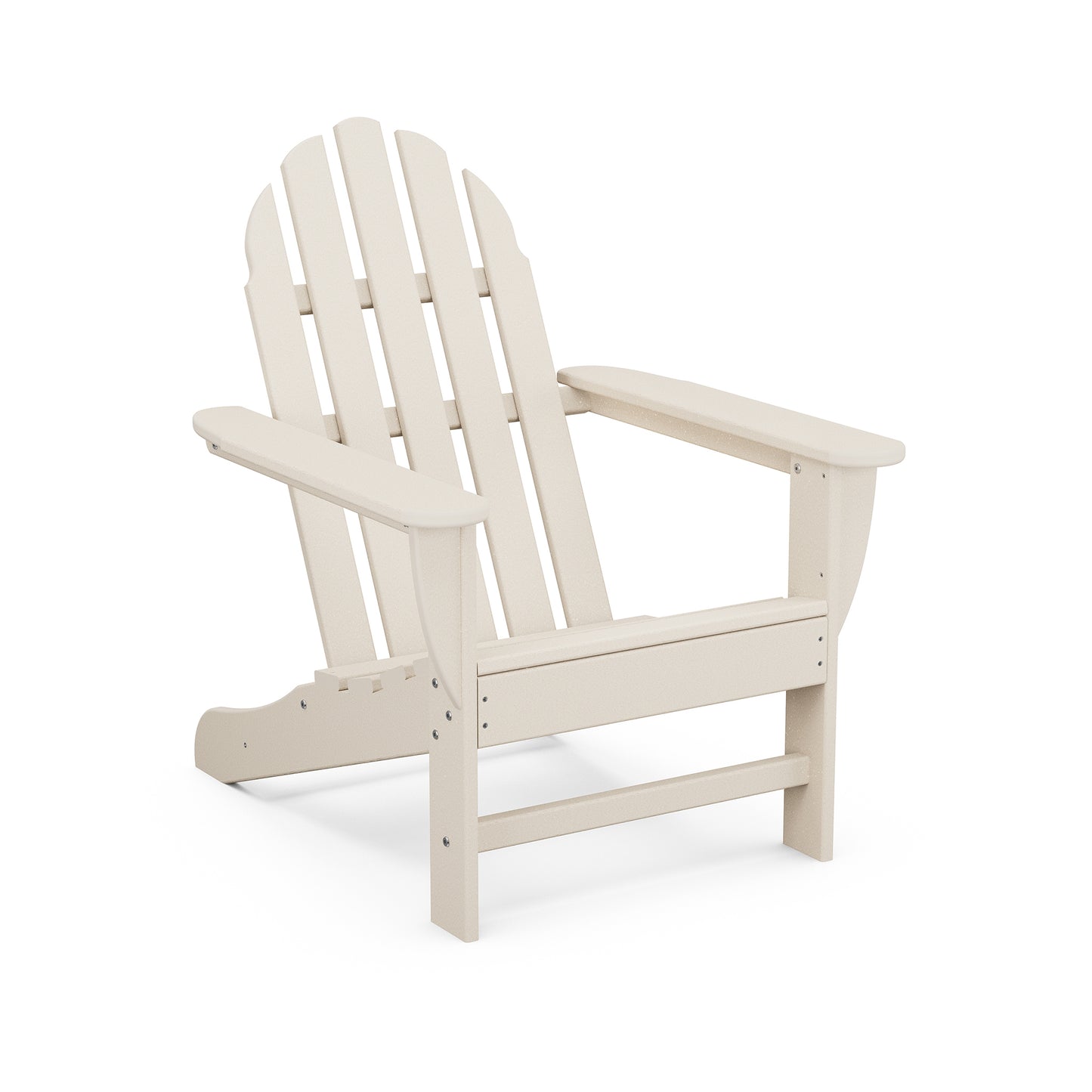 Cream POLYWOOD Classic Adirondack Chair with high back and wide armrests.