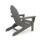 A 3D-rendered image of a single gray POLYWOOD Classic Folding Adirondack chair isolated on a white background, featuring a slatted design and wide armrests.