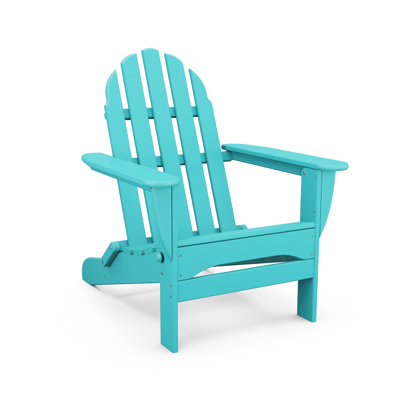 Turquoise POLYWOOD Classic Folding Adirondack Chair made of recycled plastic.