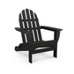 A black POLYWOOD® Classic Folding Adirondack chair made of synthetic materials, featuring a slatted back and seat, shown on a white background.