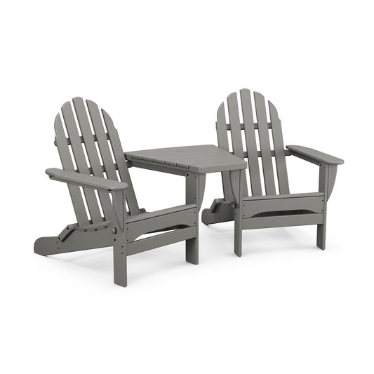 POLYWOOD Classic Folding Adirondacks and Connecting Table outdoor furniture set.