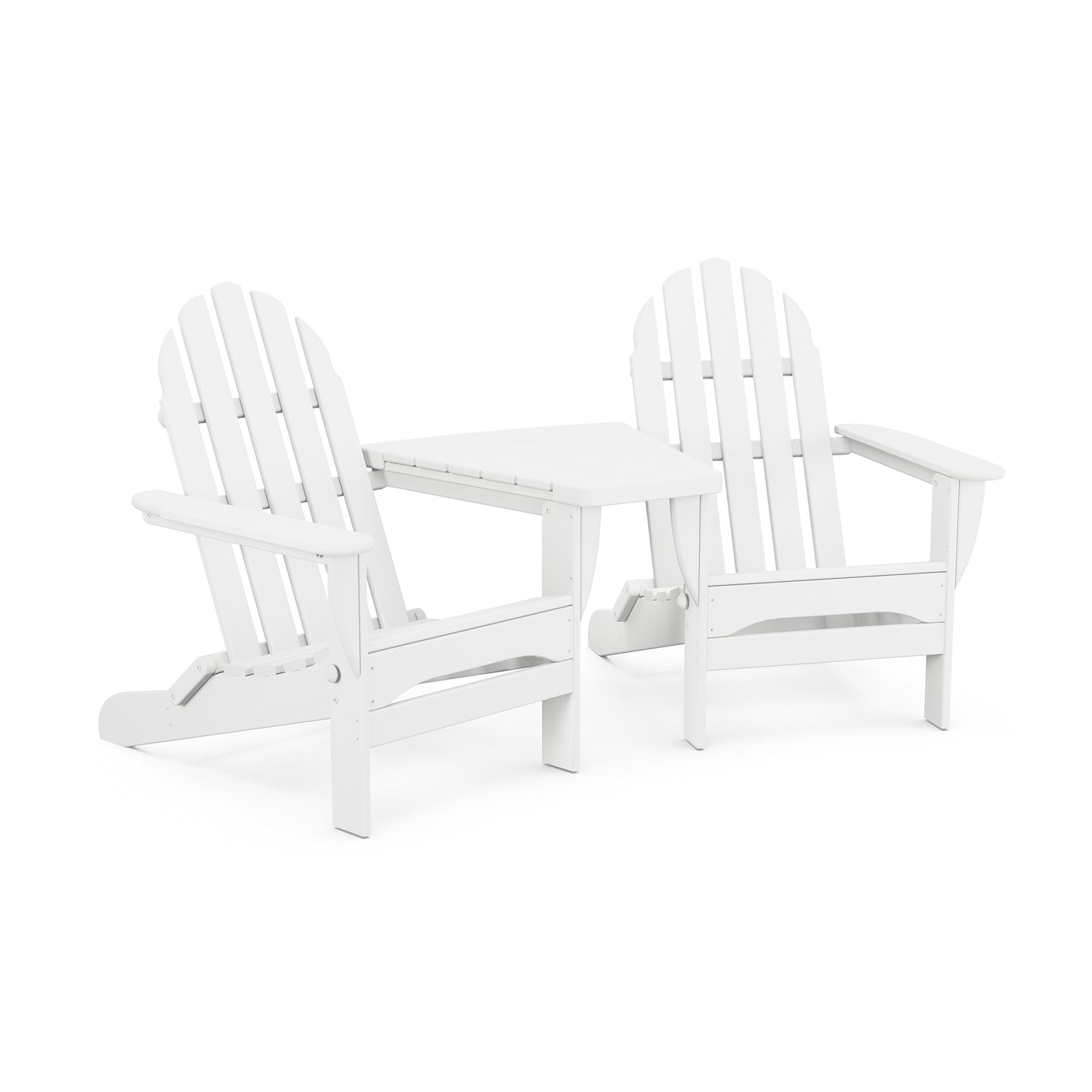 POLYWOOD Classic Folding Adirondacks with Connecting Table showcasing elegant and minimalist design.