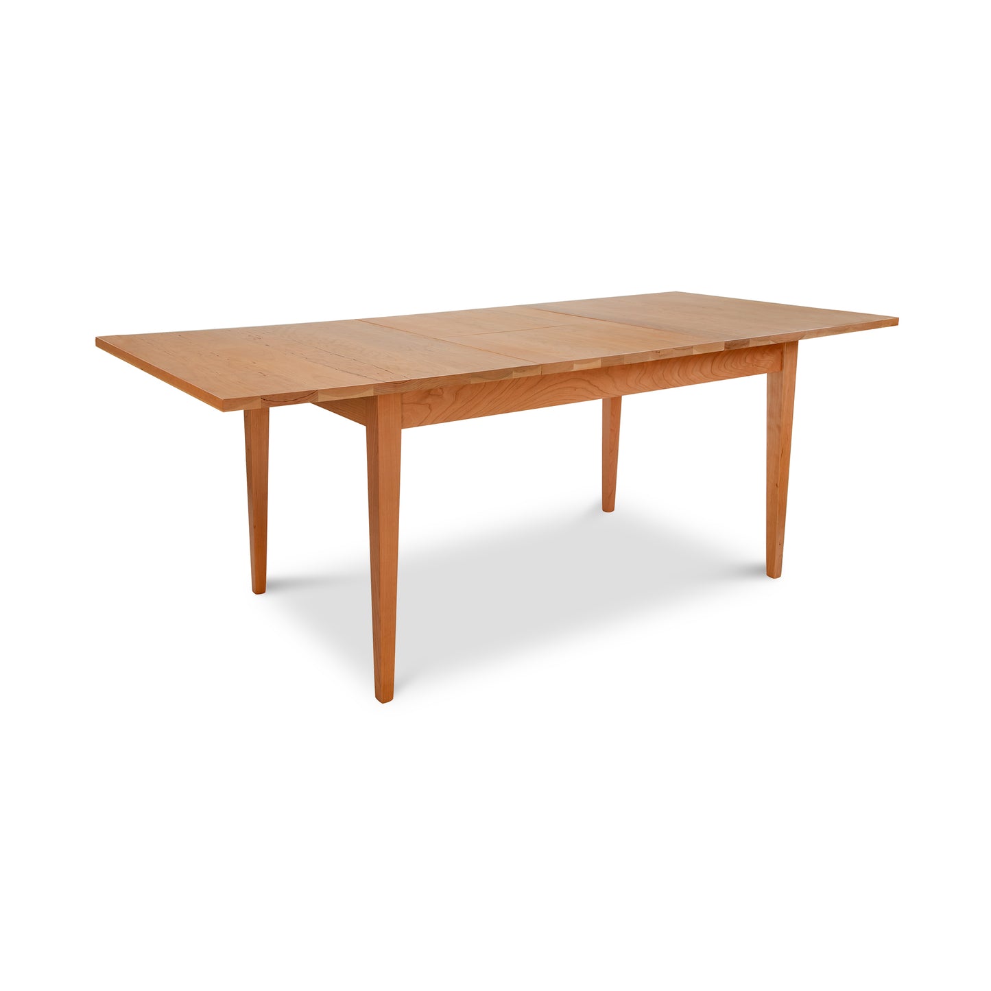 Classic Shaker Butterfly Extension Table by Lyndon Furniture, crafted in solid wood and shown extended with butterfly leaf.