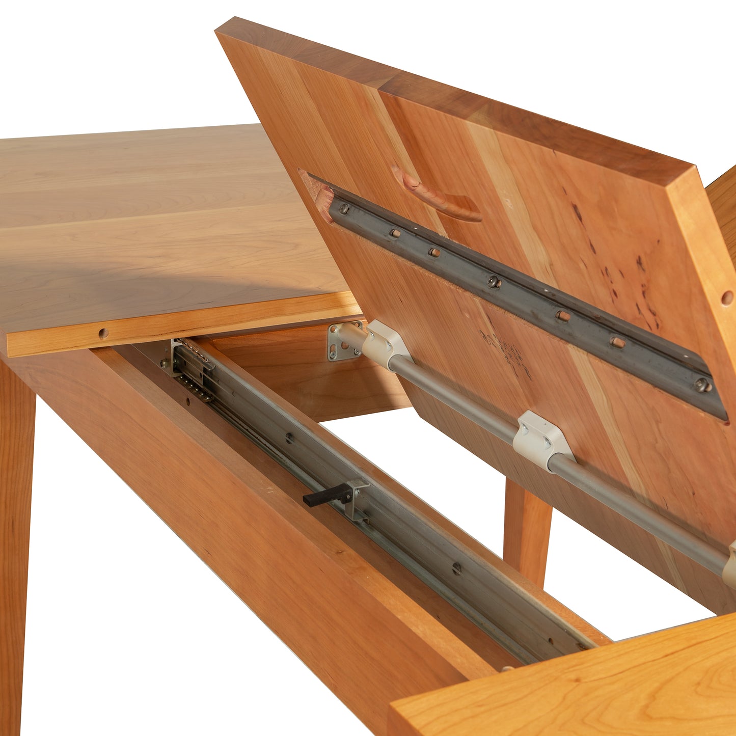 Classic Shaker Butterfly Extension Table by Lyndon Furniture featuring a hinged top, butterfly leaf, and metal slides; elegant solid wood craftsmanship is showcased.