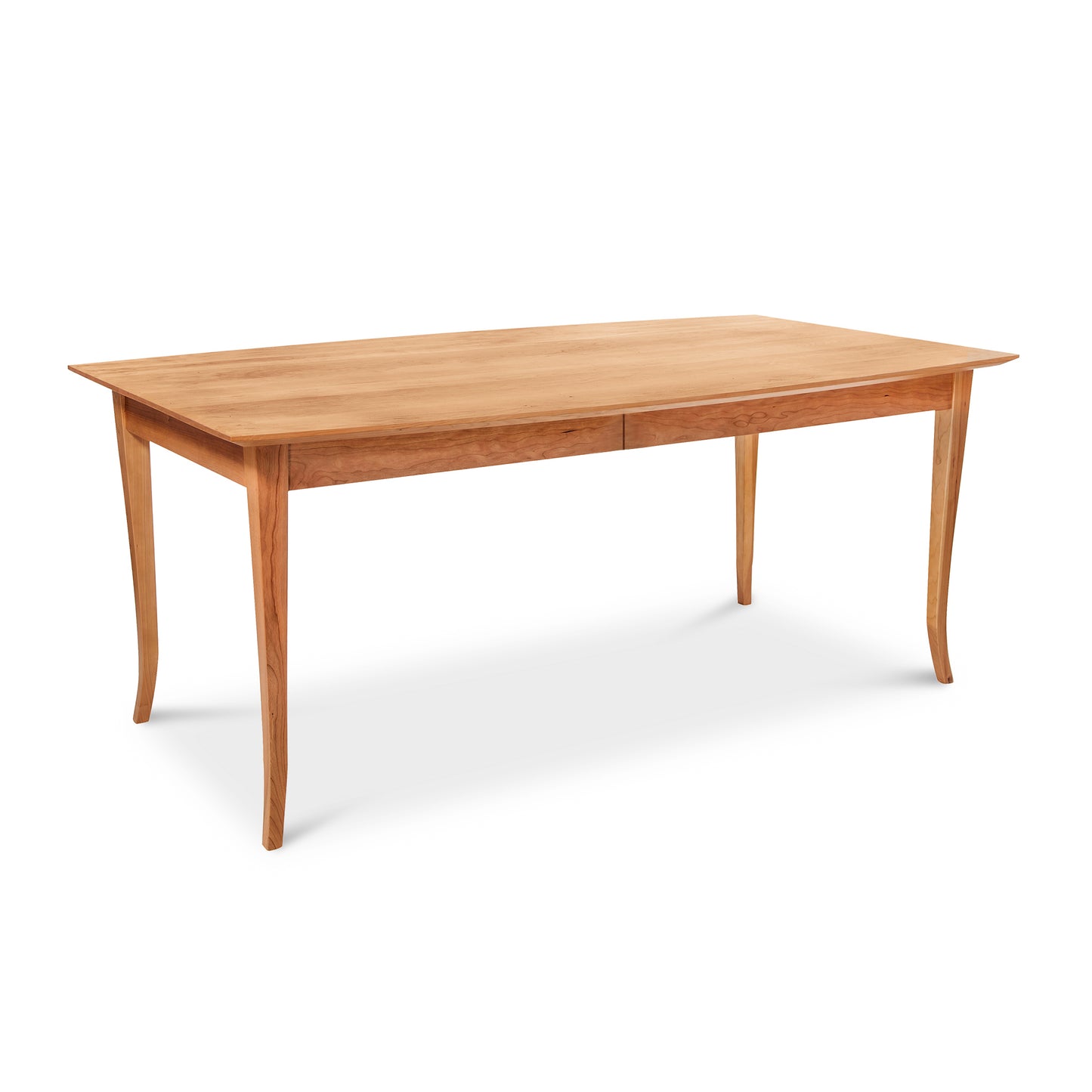 Lyndon Furniture Classic Shaker Flare Leg Boat-Top Extension Table in natural hardwood with elegant curved legs and smooth finish.