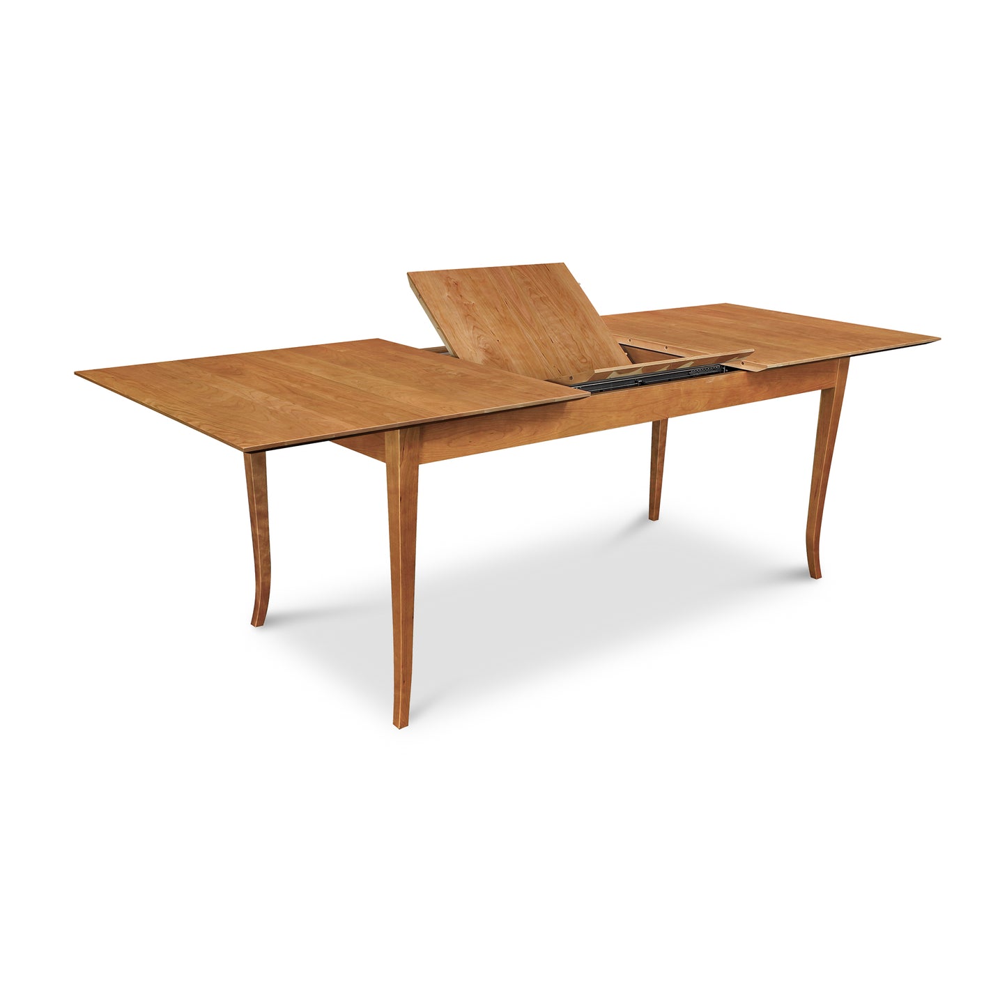 Lyndon Furniture Classic Shaker Flare Leg Table with butterfly extension leaf partially raised, highlighting craftsmanship and versatile design.