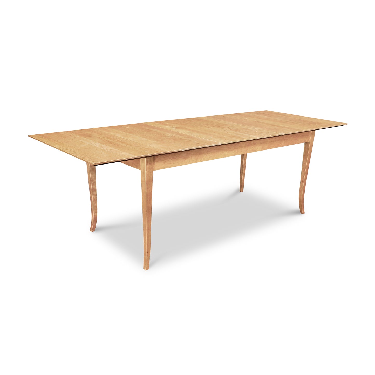 Classic Shaker Flare Leg Butterfly Extension Table by Lyndon Furniture, crafted from solid wood with distinctive curved legs and a convenient butterfly extension.
