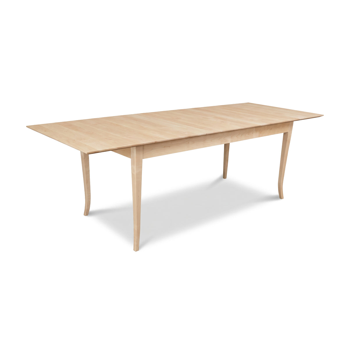 Classic Shaker Flare Leg Butterfly Extension Table by Lyndon Furniture, crafted from solid wood with distinctive curved legs and a convenient butterfly extension.