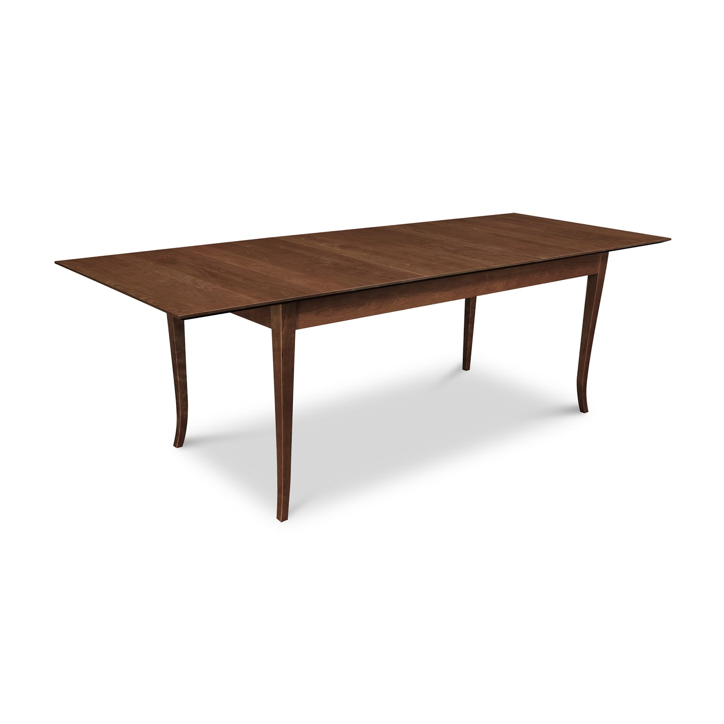 Lyndon Furniture Classic Shaker Flare Leg Butterfly Extension Table in solid wood with distinctive flared legs, highlighting craftsmanship and design.